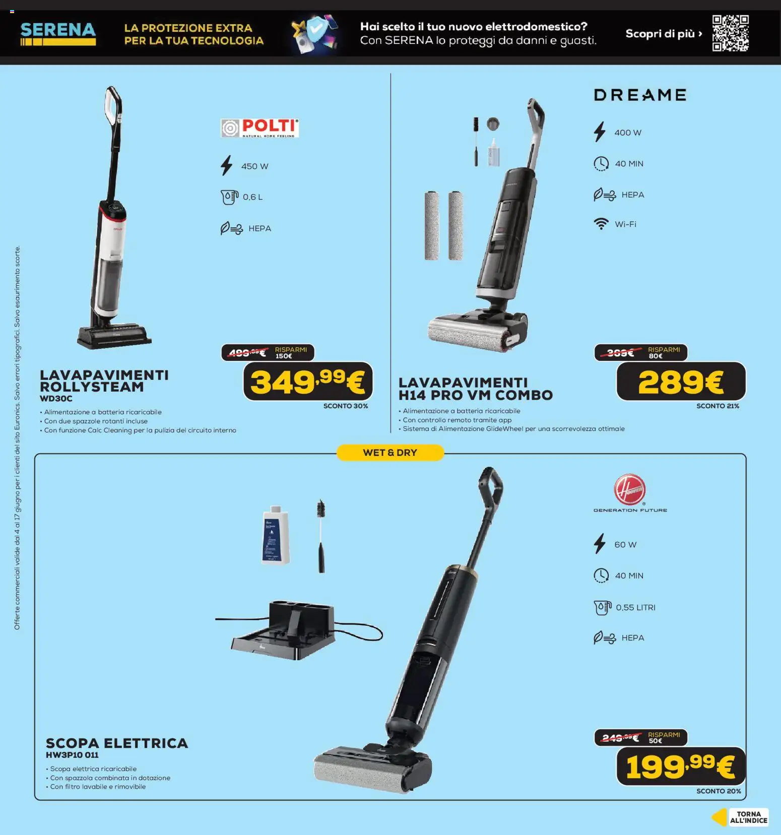 Volantino Euronics del 04.06.2026 | Pagina: 32 | Prodotti: Spazzola, Scopa elettrica, Scopa, Batteria