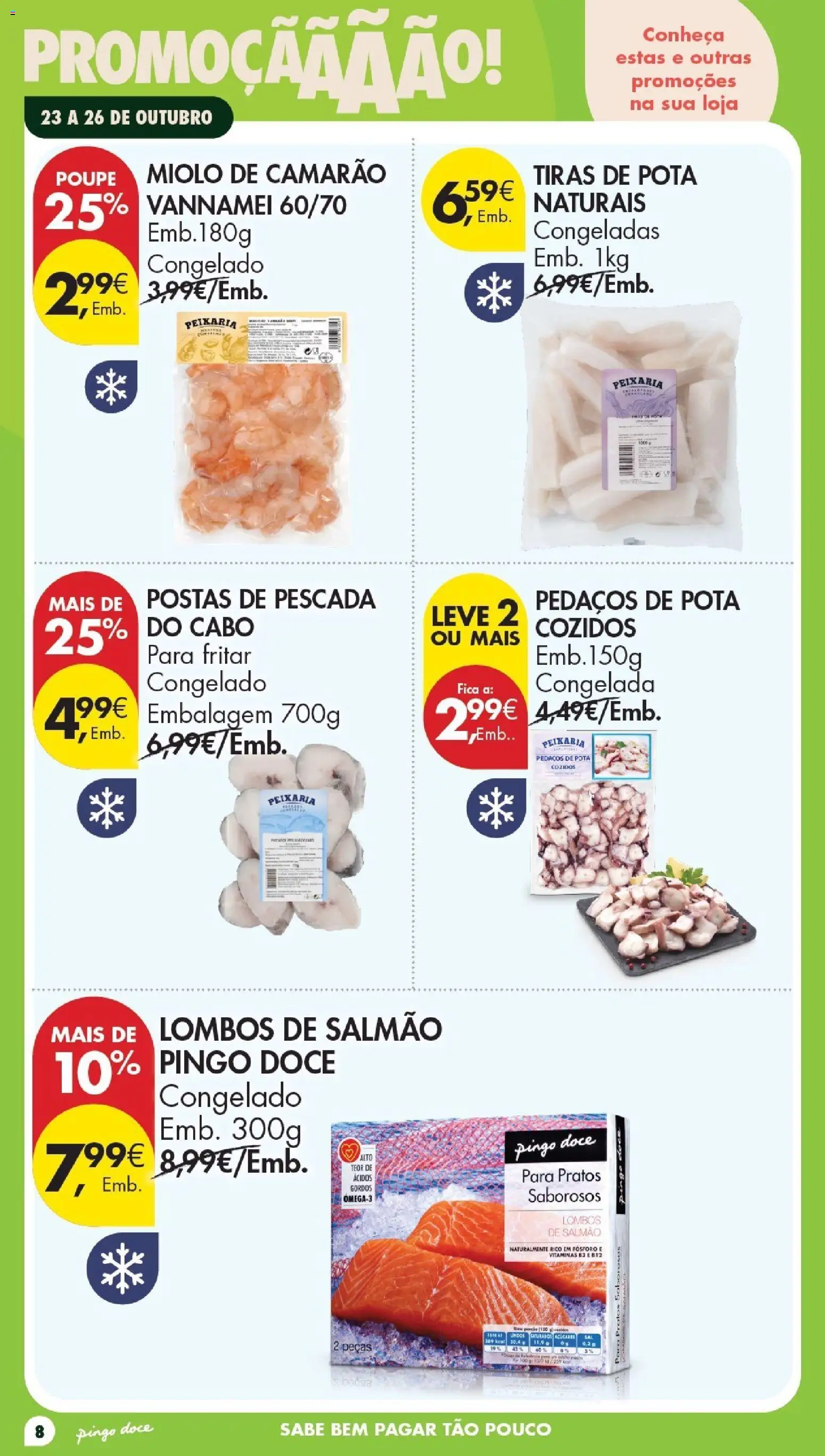 Pingo Doce Folheto Poupe Este Fim de Semana │ válido de 23/10/2026 | Página: 8 | Produtos: Pratos, Pescada, Pescada do cabo, Salmão