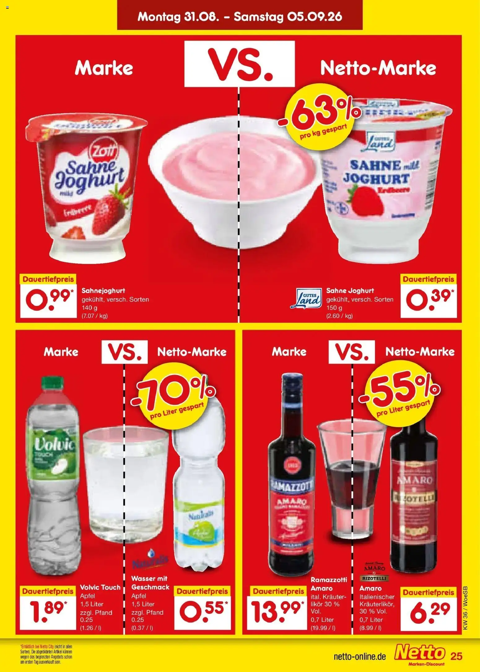 Netto Marken-Discount Prospekt Gemmingen (ab 31.08.2026) » Angebote | Seite: 35 | Produkte: Äpfel, Wasser, Volvic, Sahne