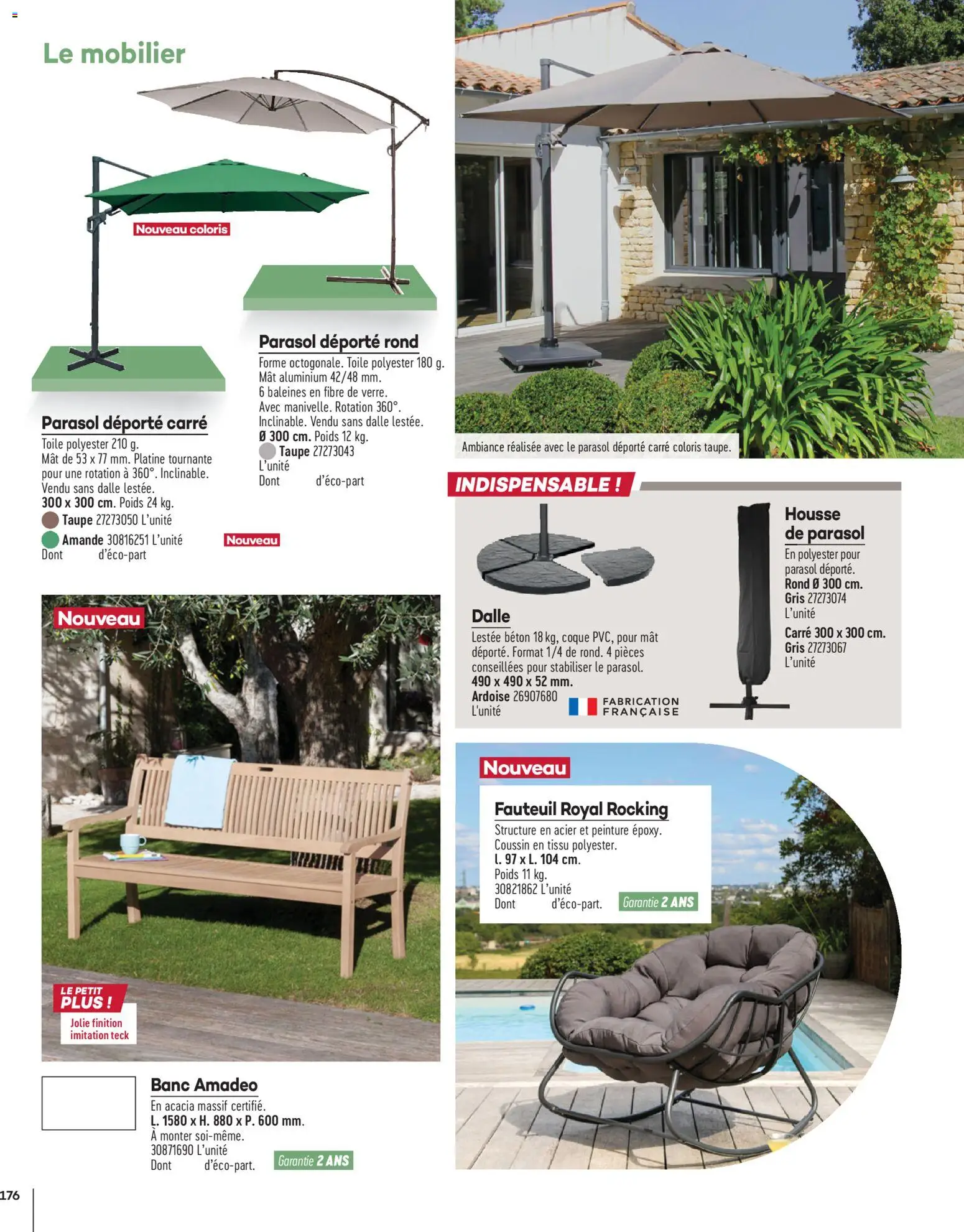 {H1} | Page: 176 | Produits: Amande, Poids, Parasol déporté, Parasol