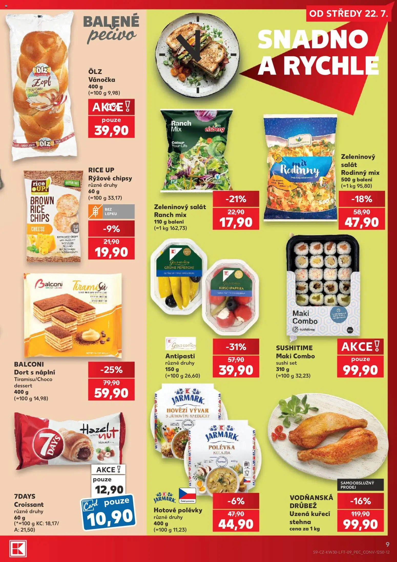Kaufland leták od 22.07.2026 | Strana: 9 | Produkty: Drůbež, Vývar, Pečivo, Sushi set
