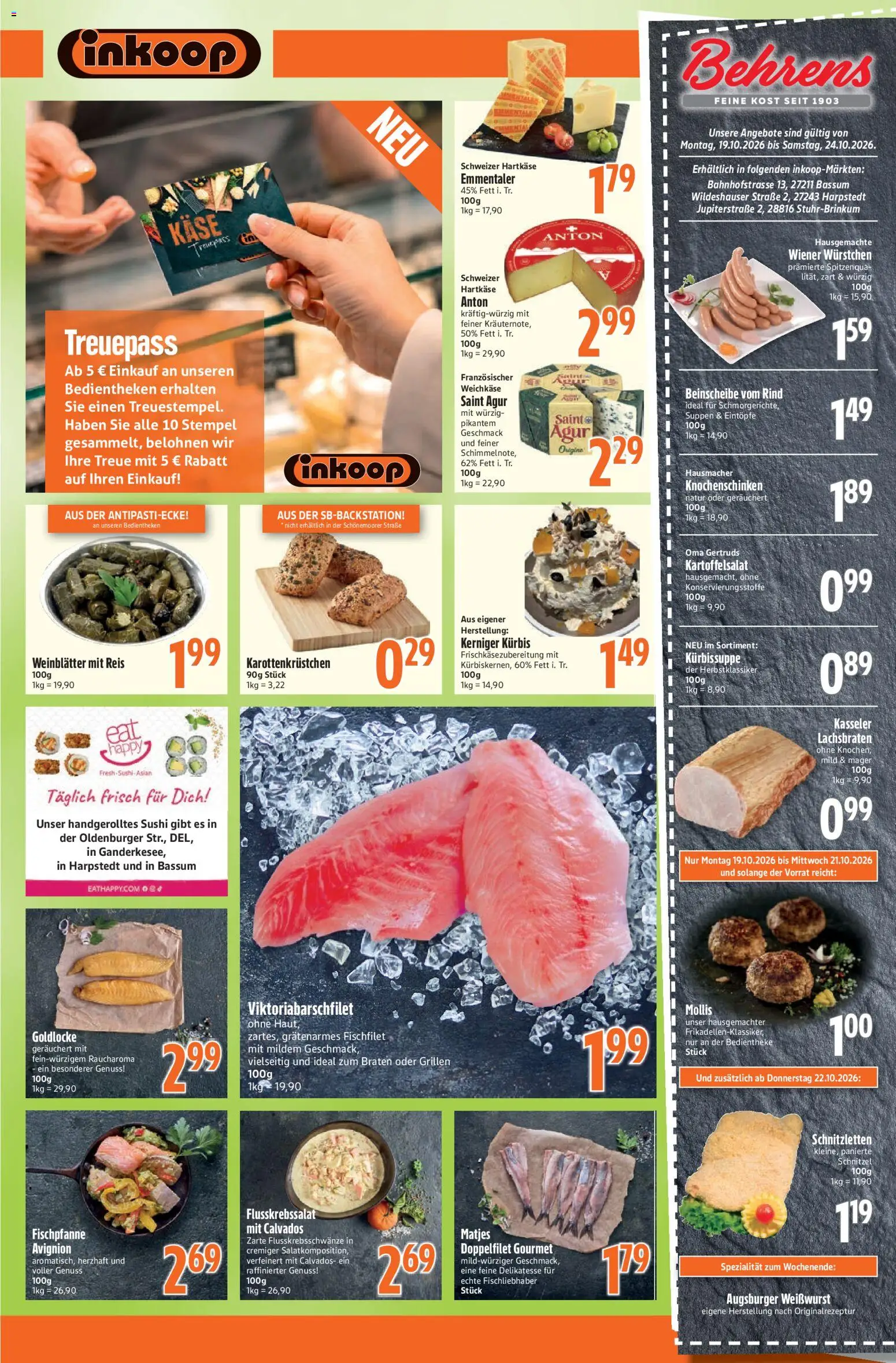 Inkoop Prospekt – gültig ab 19.10.2026 | Seite: 4 | Produkte: Wiener wurstchen, Käse, Schnitzel, Kürbis
