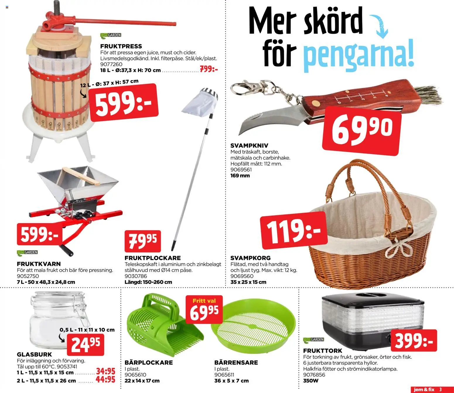 Jem & Fix reklamblad aktuell från 20/07/2026 | Sida: 3 | Produkter: Fruktpress, Bärplockare