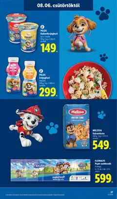 Lidl akciós újság - amely érvényes a következő dátumtól: 2026.08.06. | Oldal: 27 | Termékek: Banán, Száraztészta, Gyümölcsjoghurt, Mangó