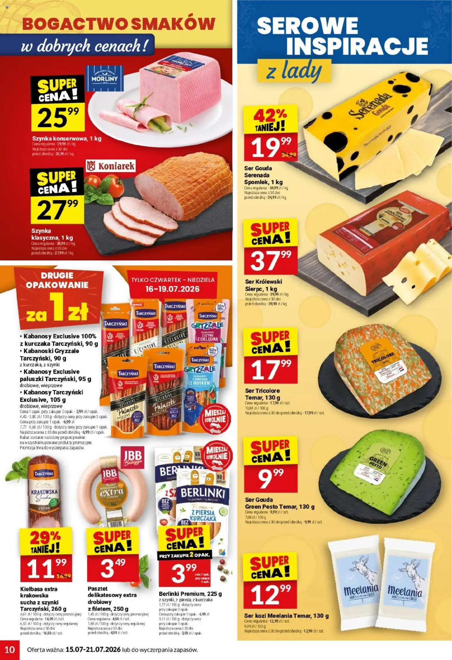 Twój Market gazetka od 15.07.2026 | Strona: 10 | Produkty: Kiełbasa, Ser kozi, Paluszki, Ser gouda