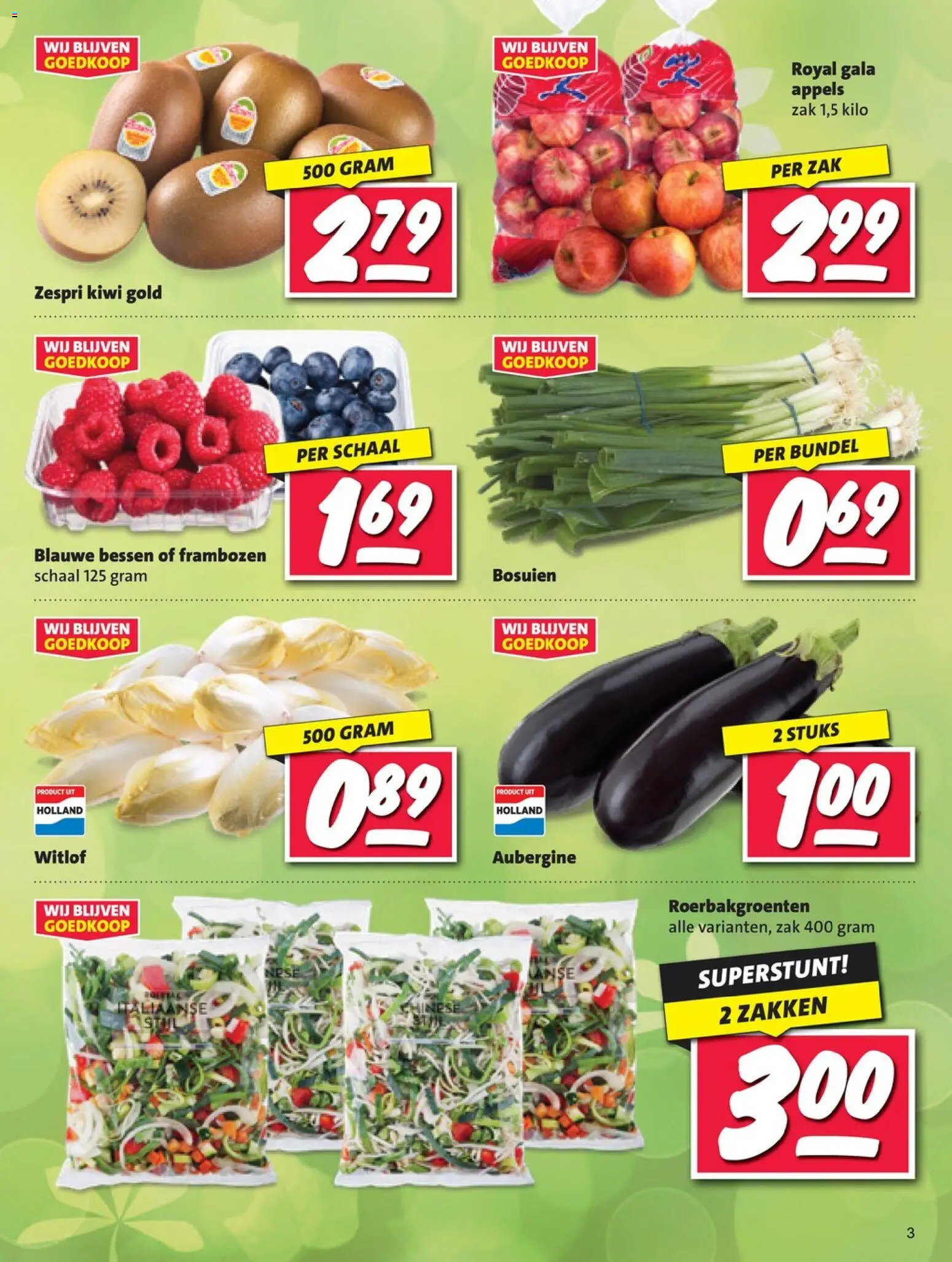 {H1} | Pagina: 3 | Producten: Appels, Kiwi, Schaal, Zak