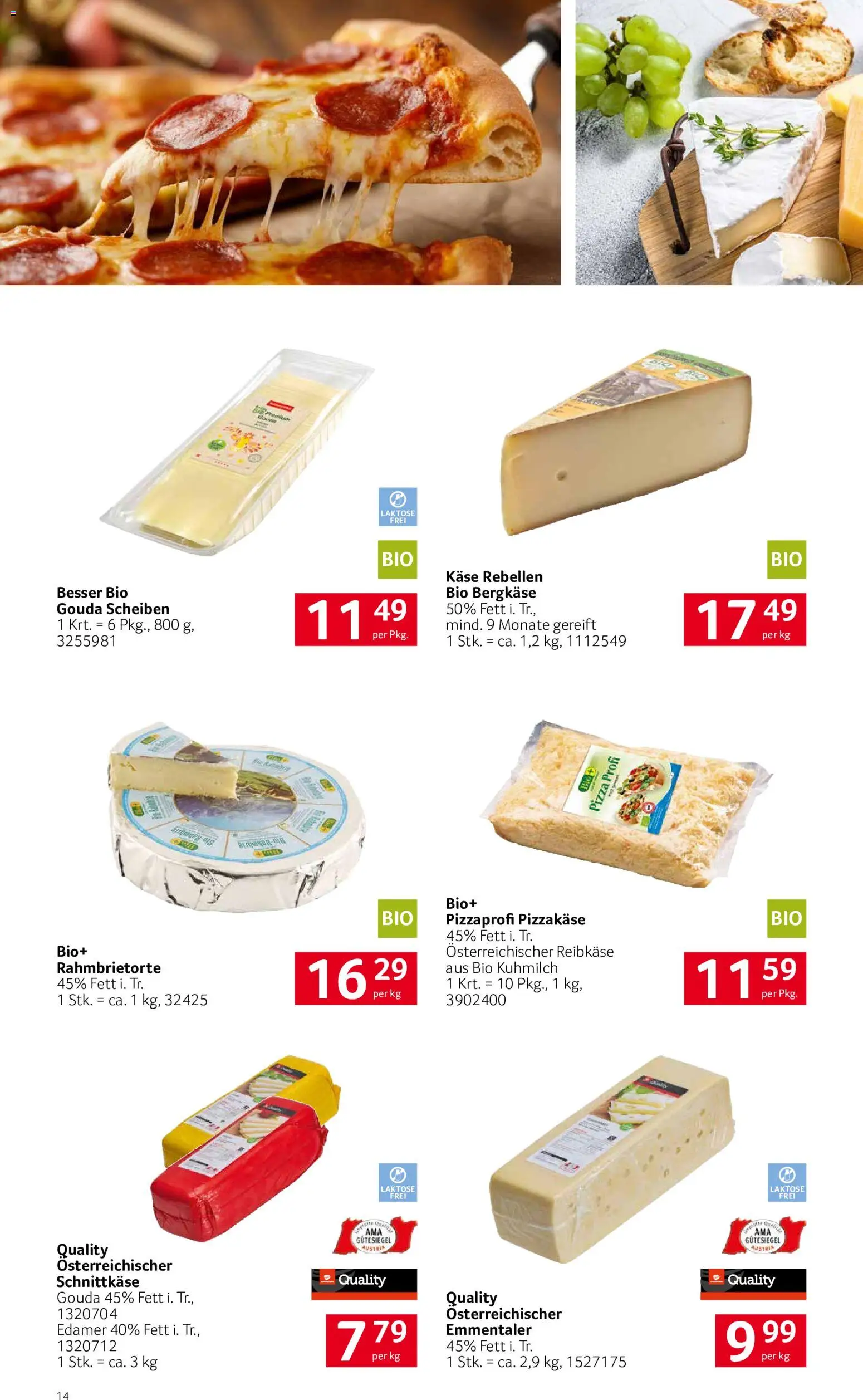 Transgourmet Heimische Qualität gültig ab 29.06.2026 | Seite: 14 | Produkte: Käse, Pizza