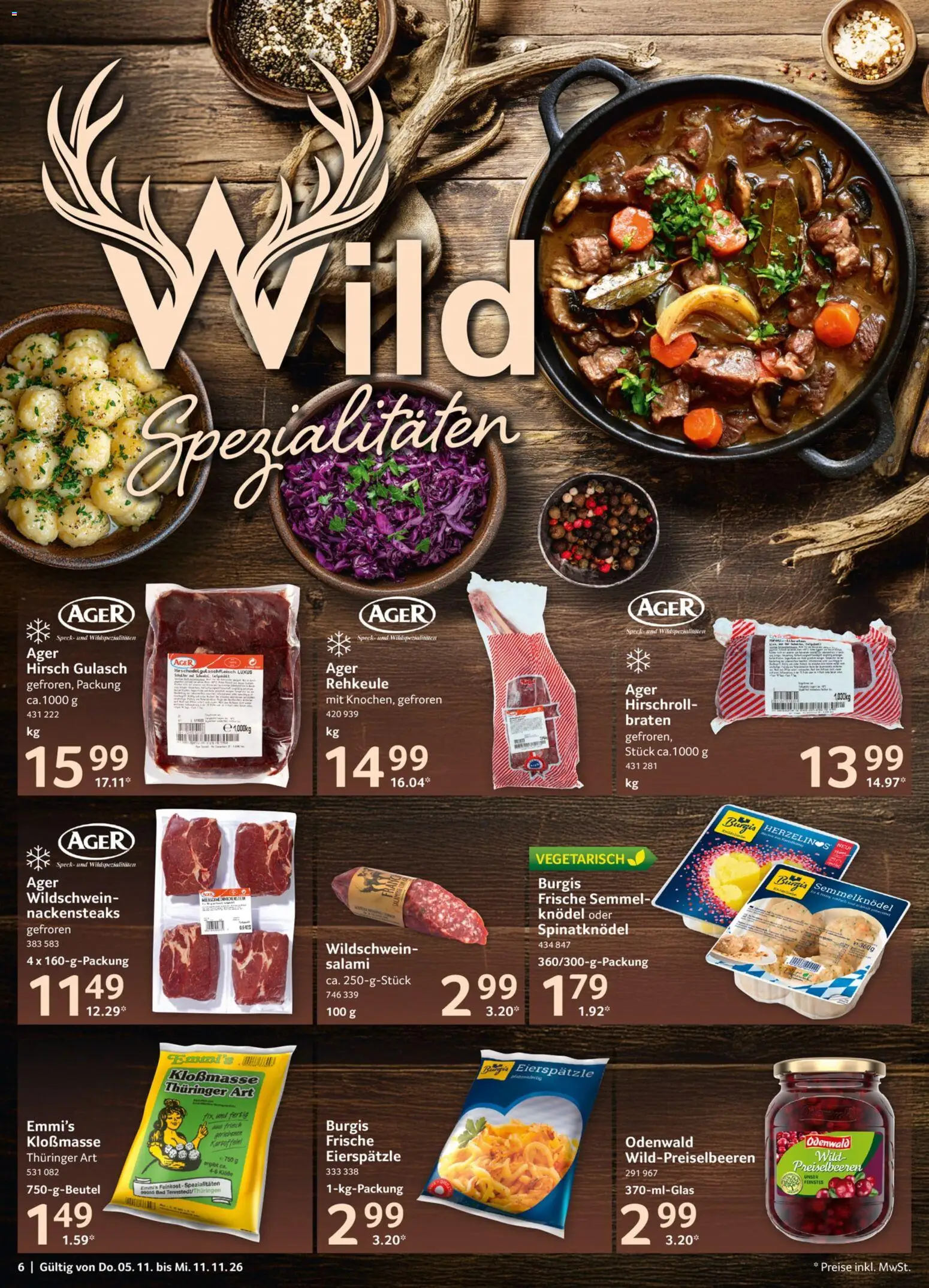 Selgros Prospekt – gültig ab 05.11.2026 | Seite: 6 | Produkte: Nackensteaks, Bad, Gulasch, Salami