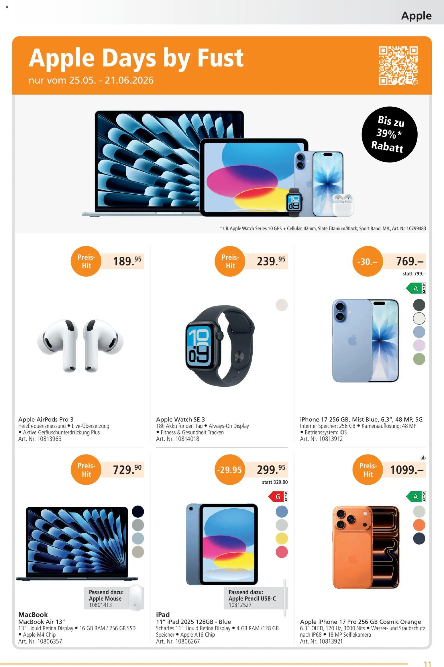 Fust aktionen – gültig ab 26.05.2026 | Seite: 11 | Produkte: Iphone, Macbook, Airpods, Apple Watch