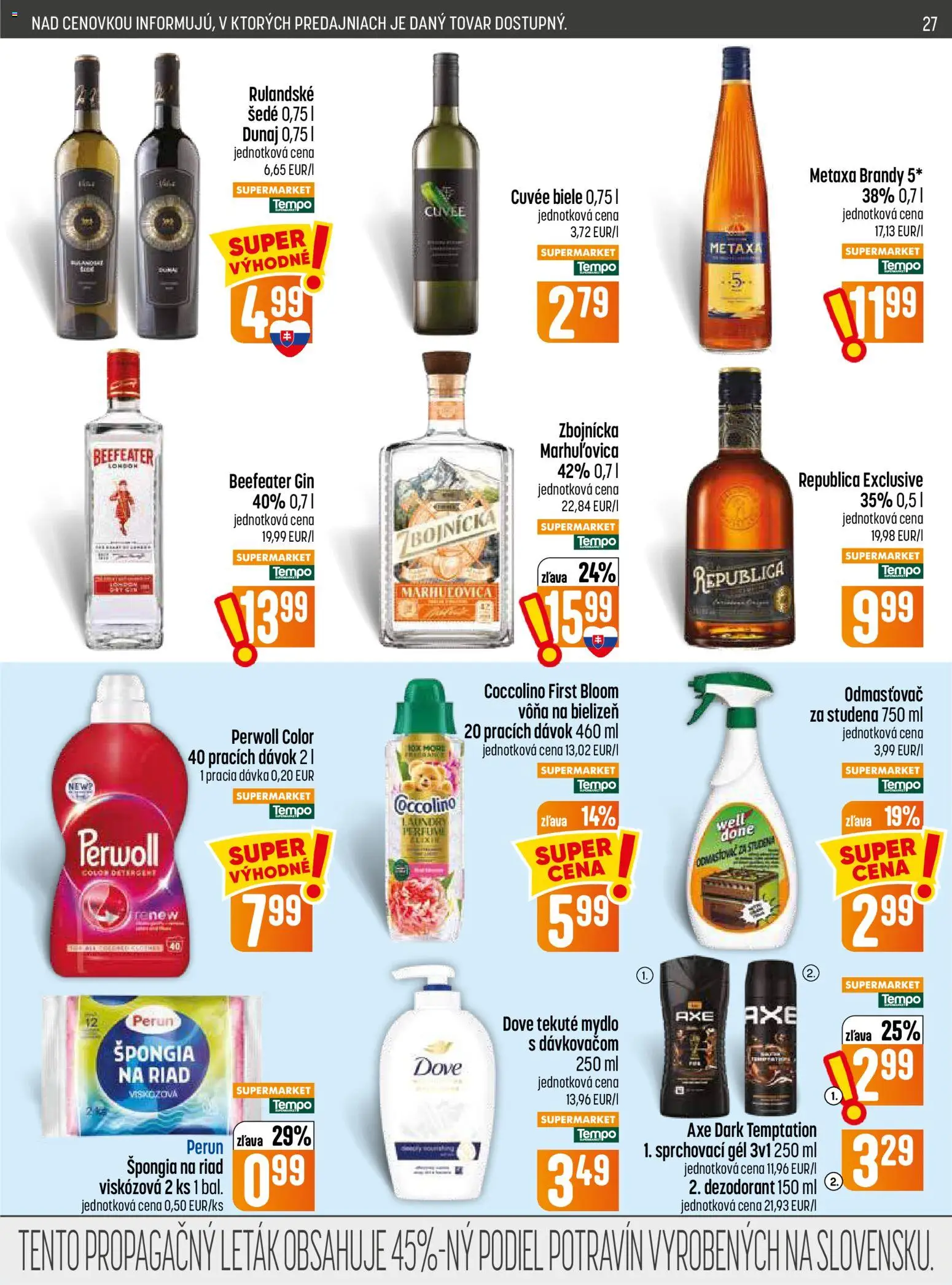 Nové COOP Jednota akcie – leták je platný od 20.08.2026 | Strana: 27 | Produkty: Beefeater, Riad, Perwoll, Gin