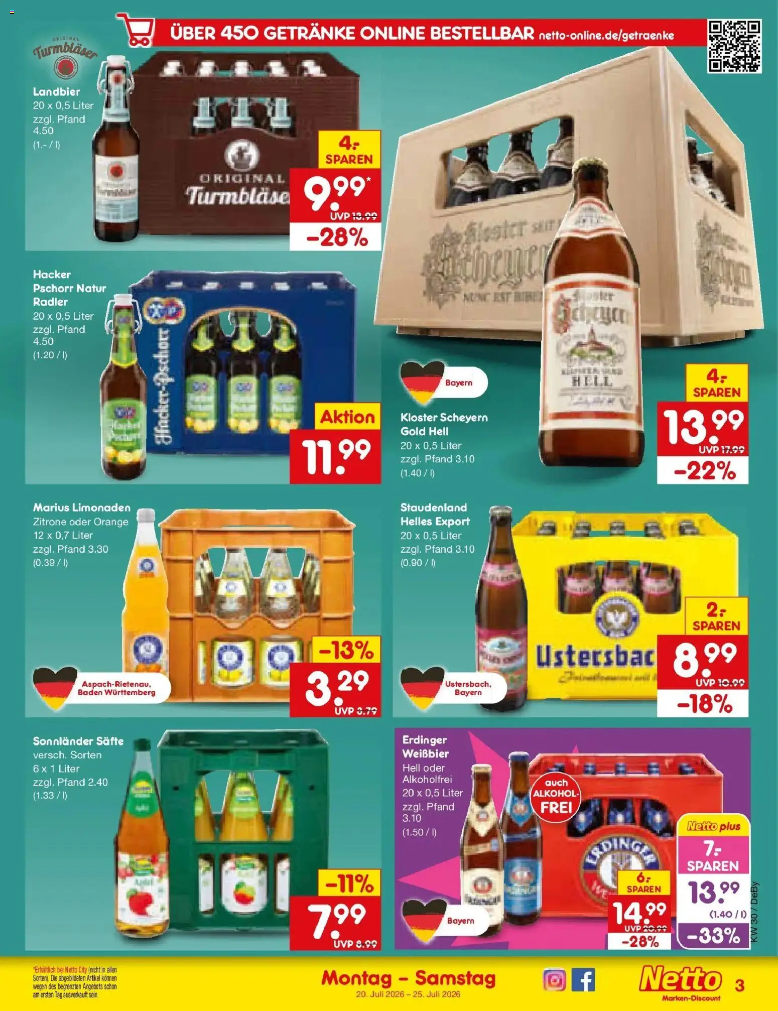 Netto Marken-Discount Prospekt Thierhaupten – gültig ab 20.07.2026 | Seite: 57 | Produkte: Erdinger, Weißbier, Radler, Zitrone