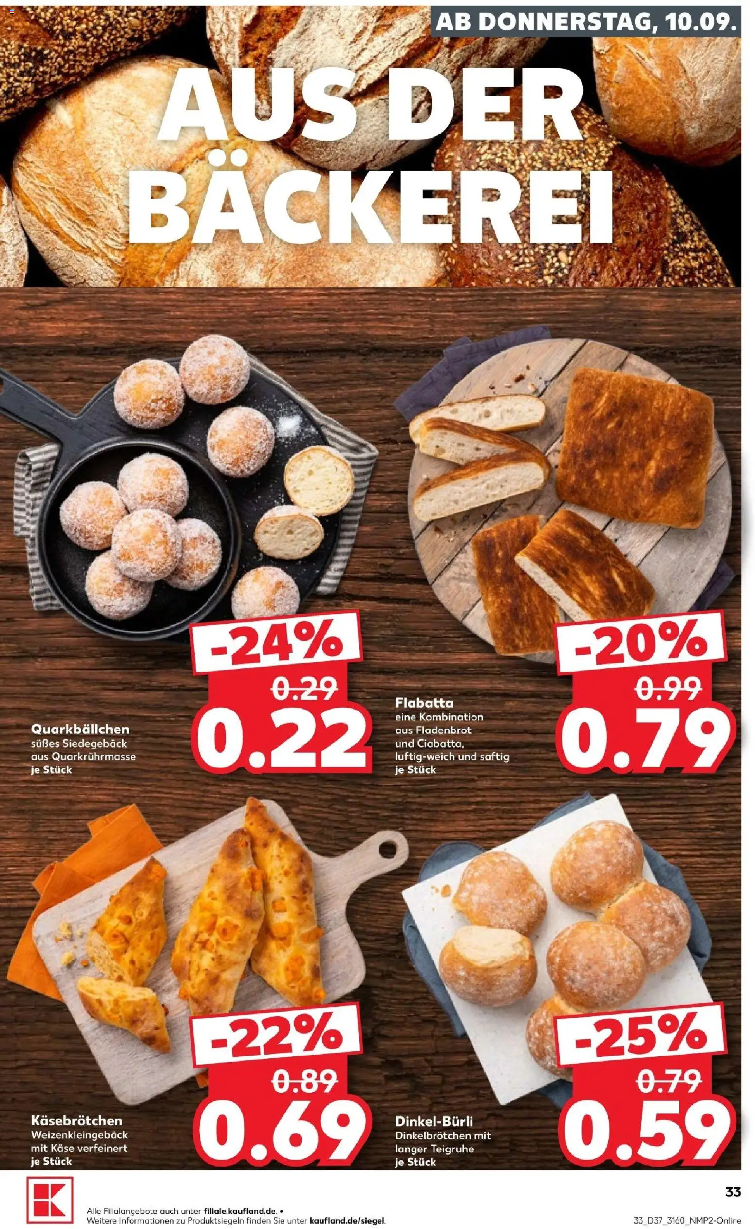 Kaufland Prospekt – gültig ab 10.09.2026 | Seite: 33 | Produkte: Bäckerei, Käse