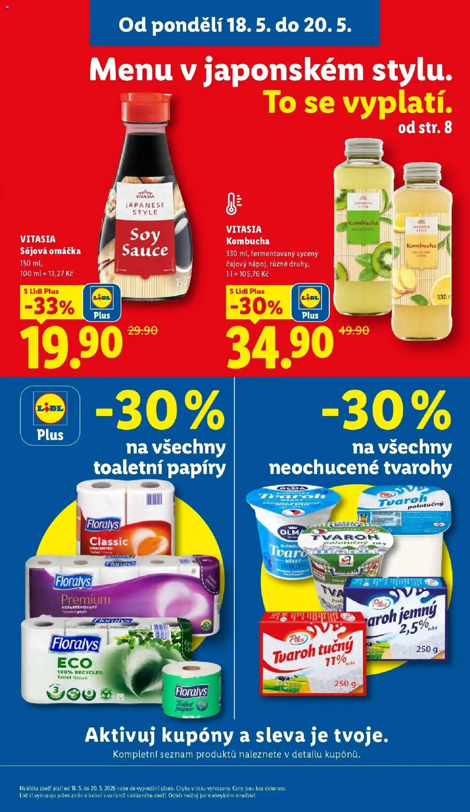 Lidl aktuální leták od 18.05.2026 | Strana: 3 | Produkty: Kombucha, Tvaroh, Toaletní papír, Tvaroh tučný