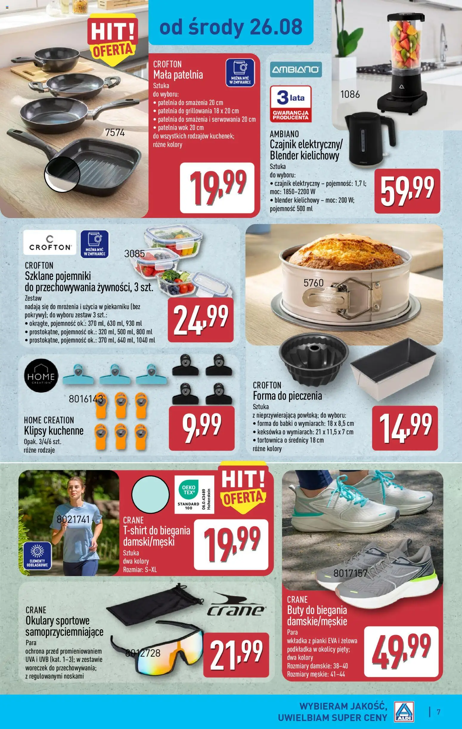 Aldi gazetka - Hity od Środy i od Soboty od 26.08.2026 | Strona: 7 | Produkty: Czajnik elektryczny, Buty, Blender, Patelnia wok