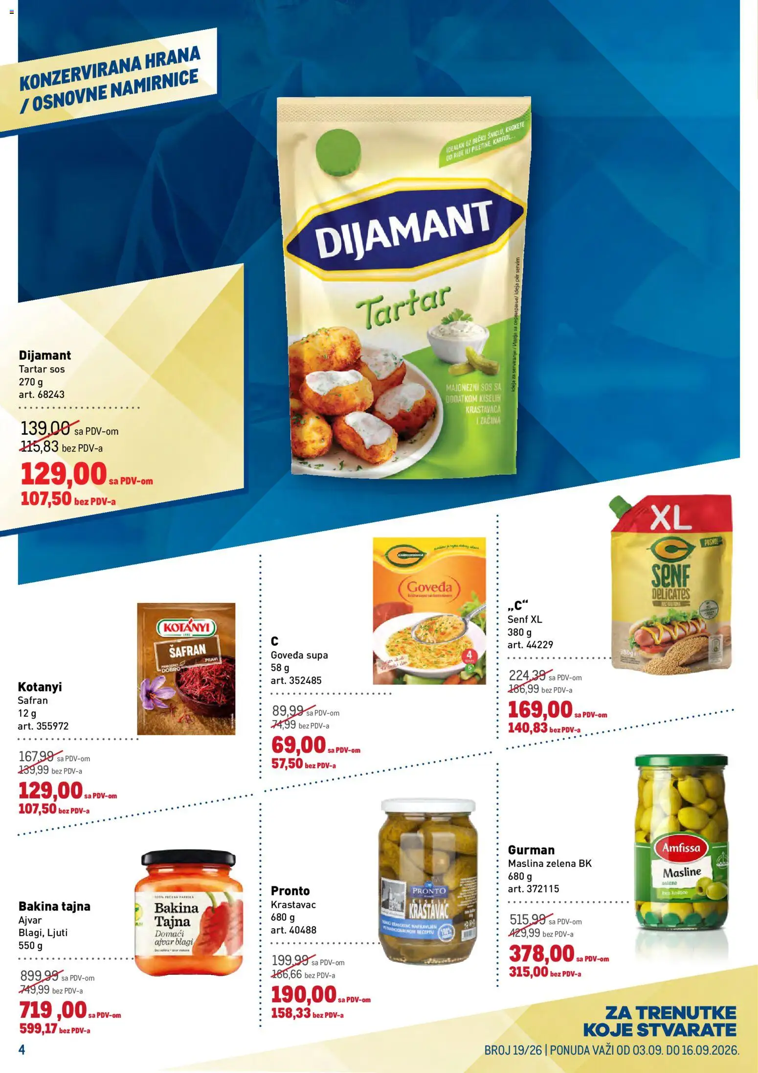 Metro katalog - važi od 03.09.2026 | Strana: 4 | Proizvode: Krastavac, Masline, Senf, Tartar sos