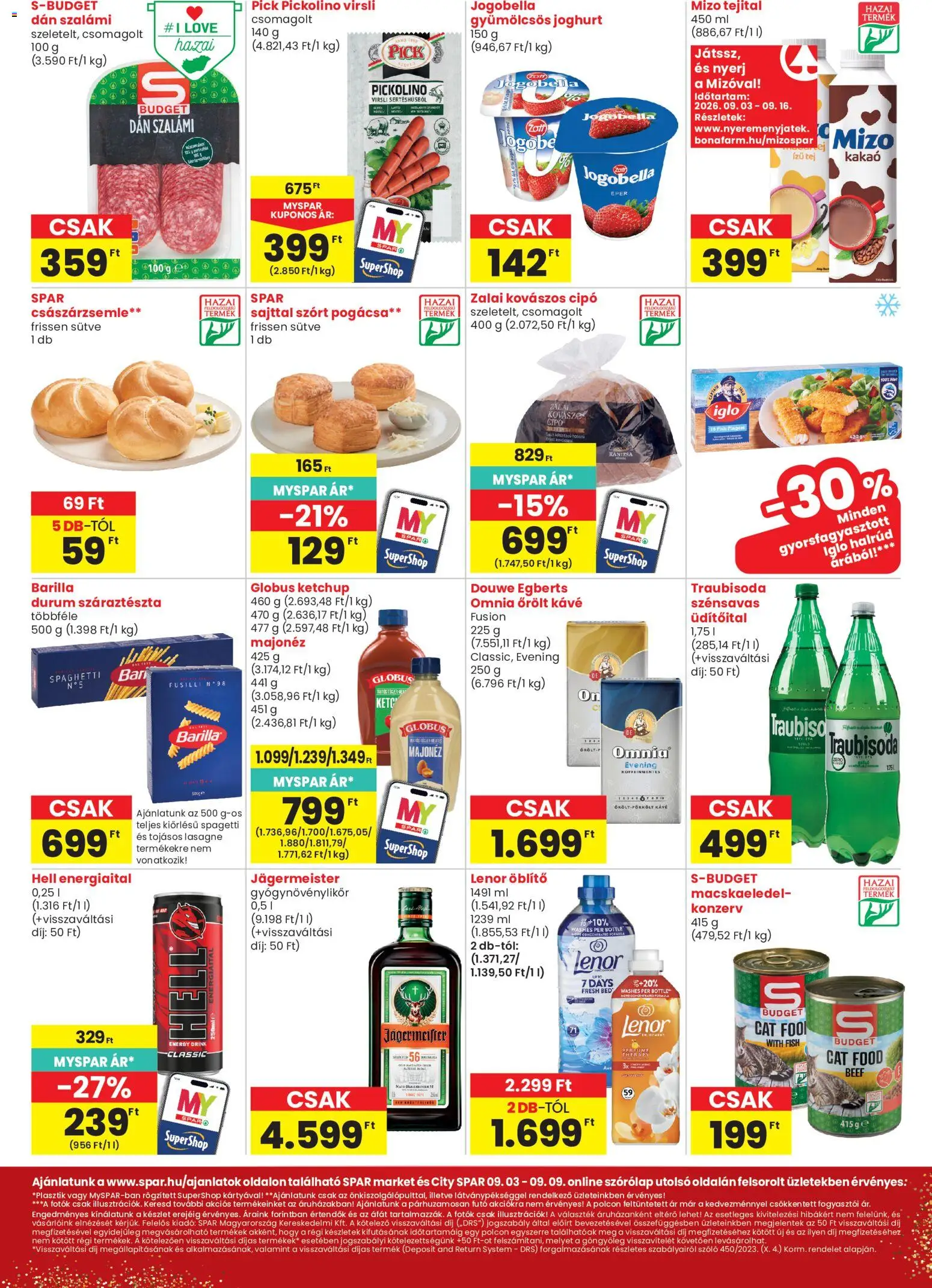 Spar akciós ujság - amely érvényes a következő dátumtól: 2026.09.03. | Oldal: 2 | Termékek: Energiaital, Joghurt, Őrölt kávé, Száraztészta