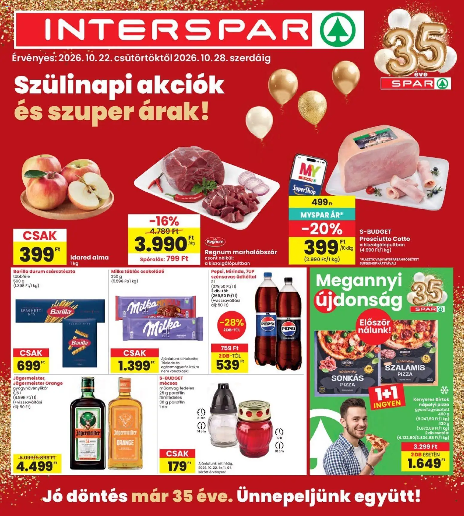 Interspar akciós ujság - amely érvényes a következő dátumtól: 2026.10.22. | Oldal: 1 | Termékek: Pepsi, Barilla, Mécses, Prosciutto
