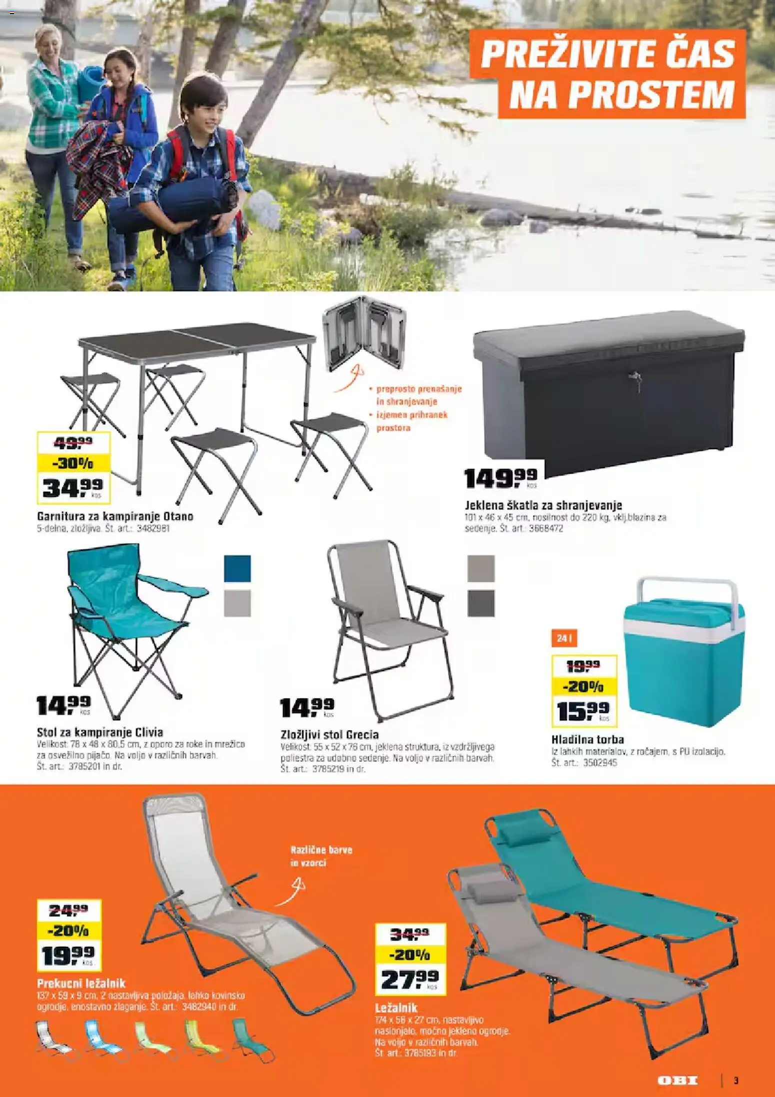 Novi OBI katalog ponudbe – veljaven od 02.07.2026 | Stran: 3 | Izdelki: Ležalnik, Stol, Skatla, Kos