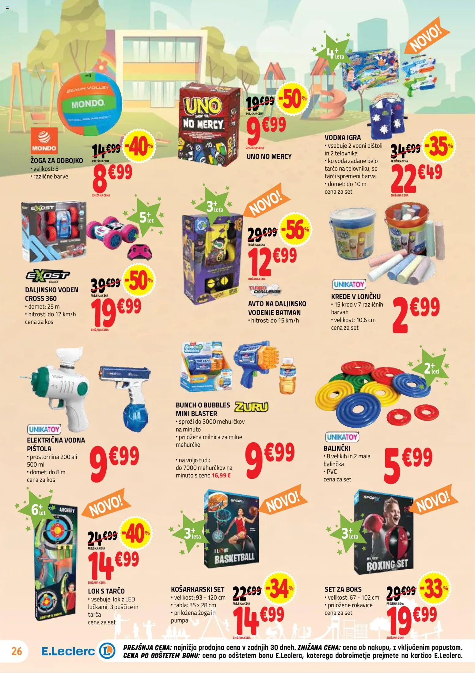 Novi E.leclerc katalog ponudbe – veljaven od 01.07.2026 | Stran: 26 | Izdelki: Igra, Kos, Barva, Voda