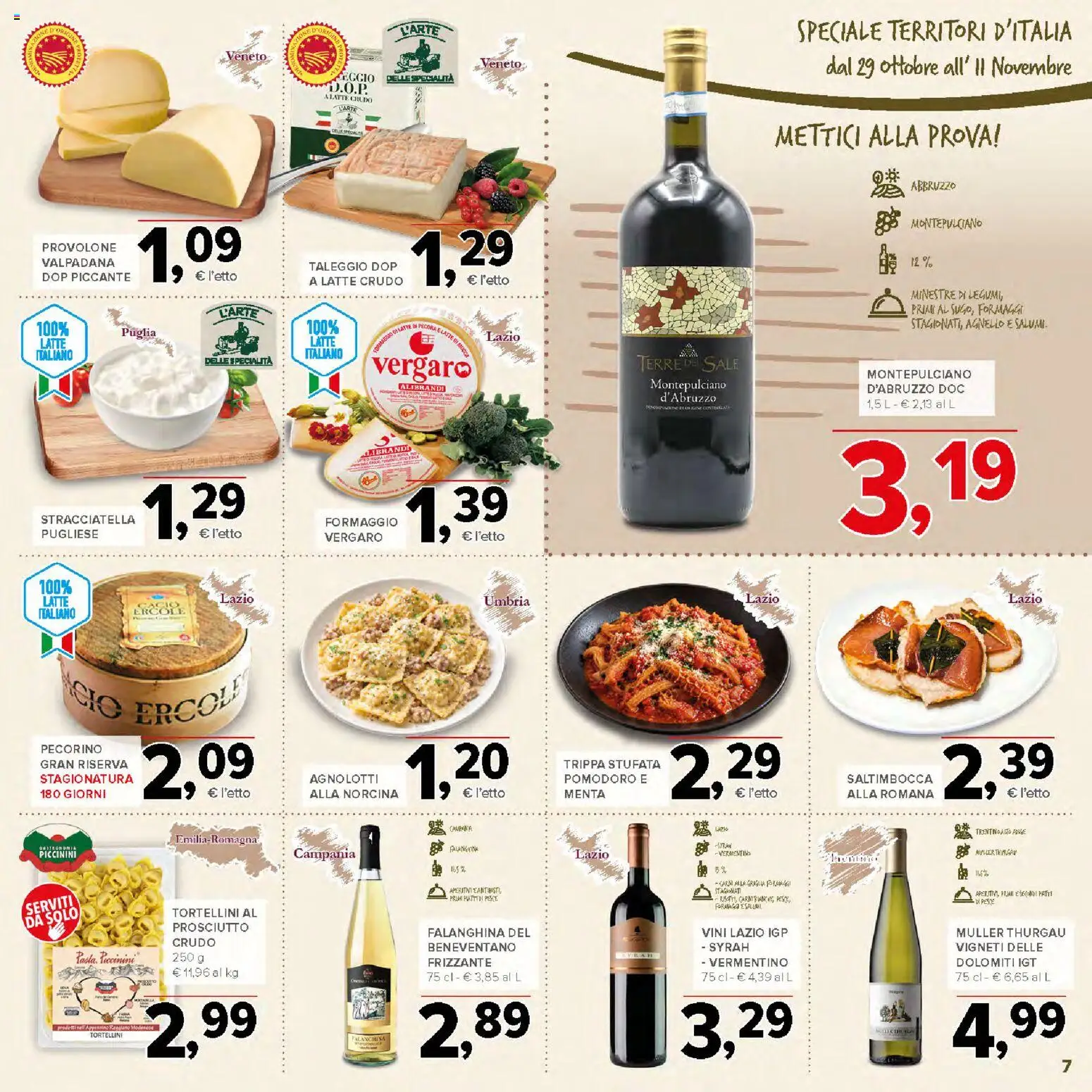 Volantino Todis del 29/10/2026 | Pagina: 7 | Prodotti: Prosciutto Crudo, Pesce, Pecorino, Stracciatella