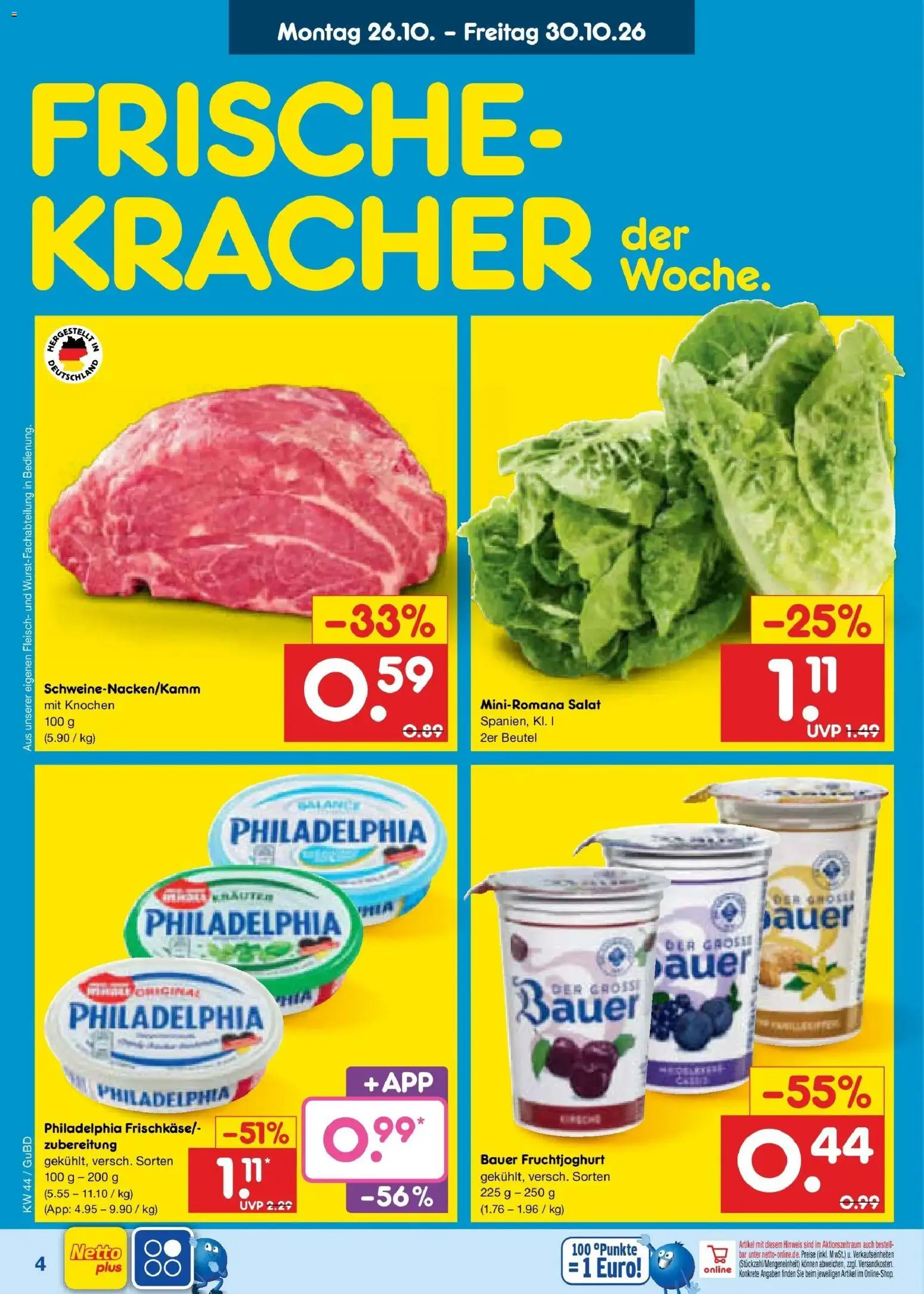 Netto Marken-Discount Prospekt Augustusburg – gültig ab 26.10.2026 | Seite: 10 | Produkte: Philadelphia, Fruchtjoghurt, Fleisch, Salat