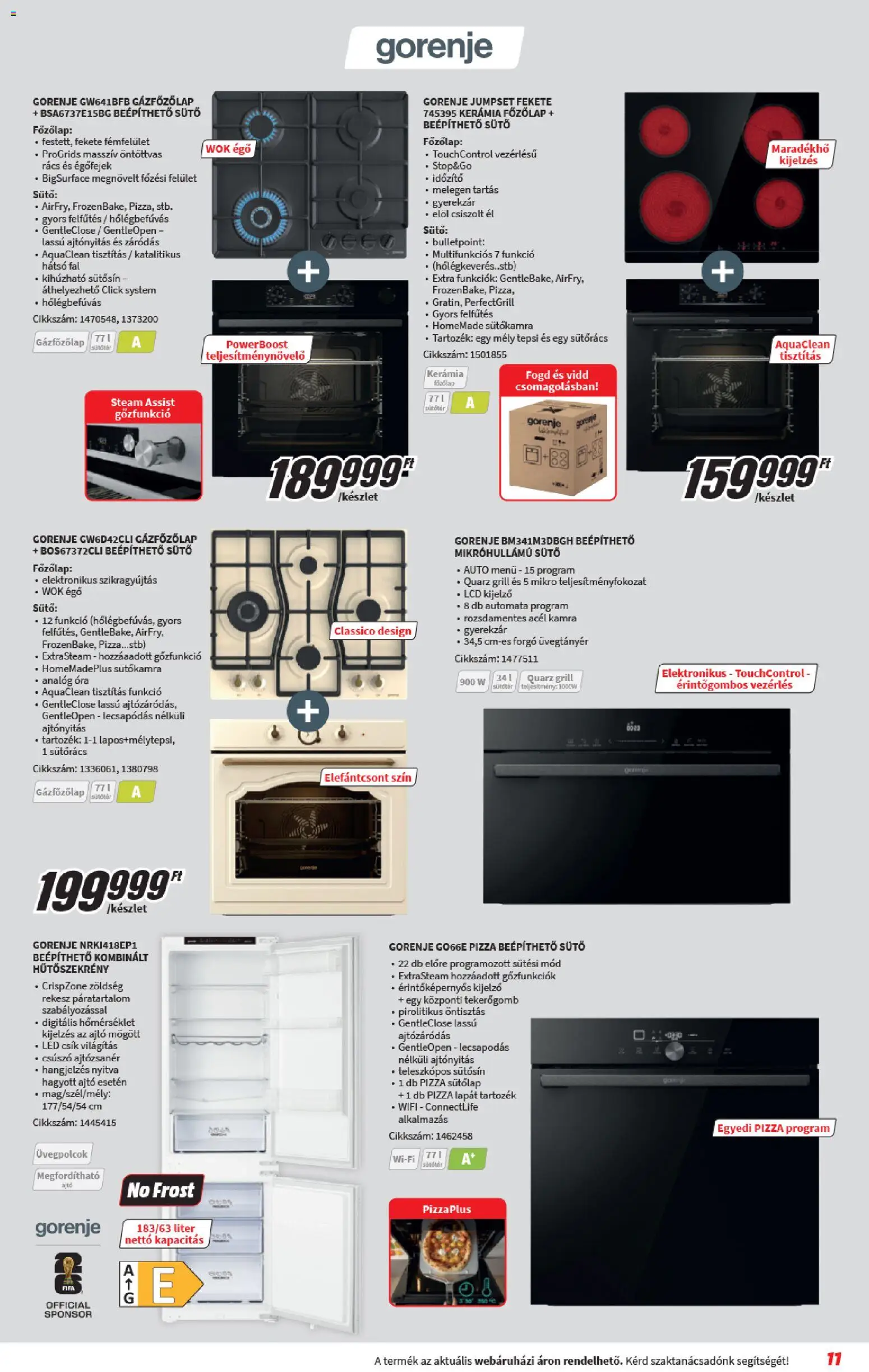 Media Markt akciós ujság - amely érvényes a következő dátumtól: 06.05.2026 | Oldal: 11 | Termékek: Hűtőszekrény, Főzőlap, Kombinált hűtőszekrény, Pizza