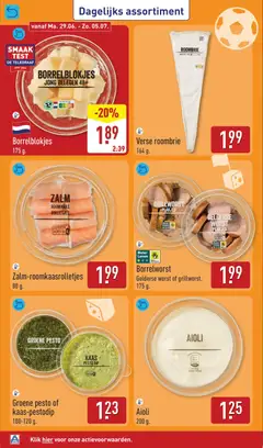 Zalm-roomkaasrolletjes, Zalm roomkaas rolletjes - Voorbeeld van een folder van Aldi, geldig van 29-06-2026 | Pagina: 28 | Producten: Kaas, Zalm, Roomkaas, Dip