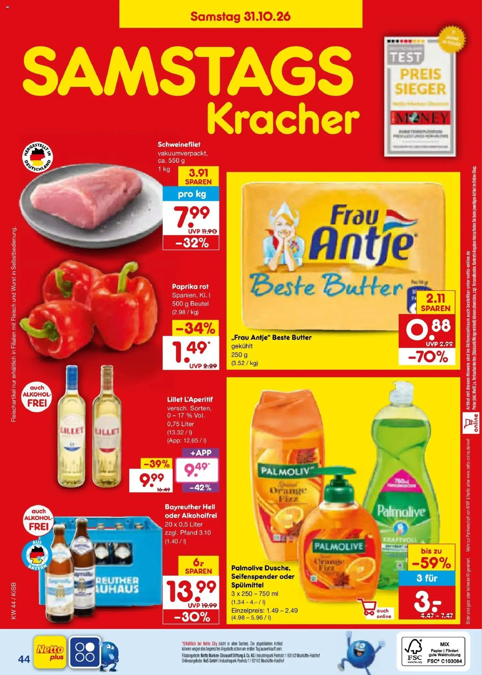 Netto Marken-Discount Prospekt Bad Friedrichshall – gültig ab 26.10.2026 | Seite: 58 | Produkte: Lillet, Paprika, Wurst, Fleisch