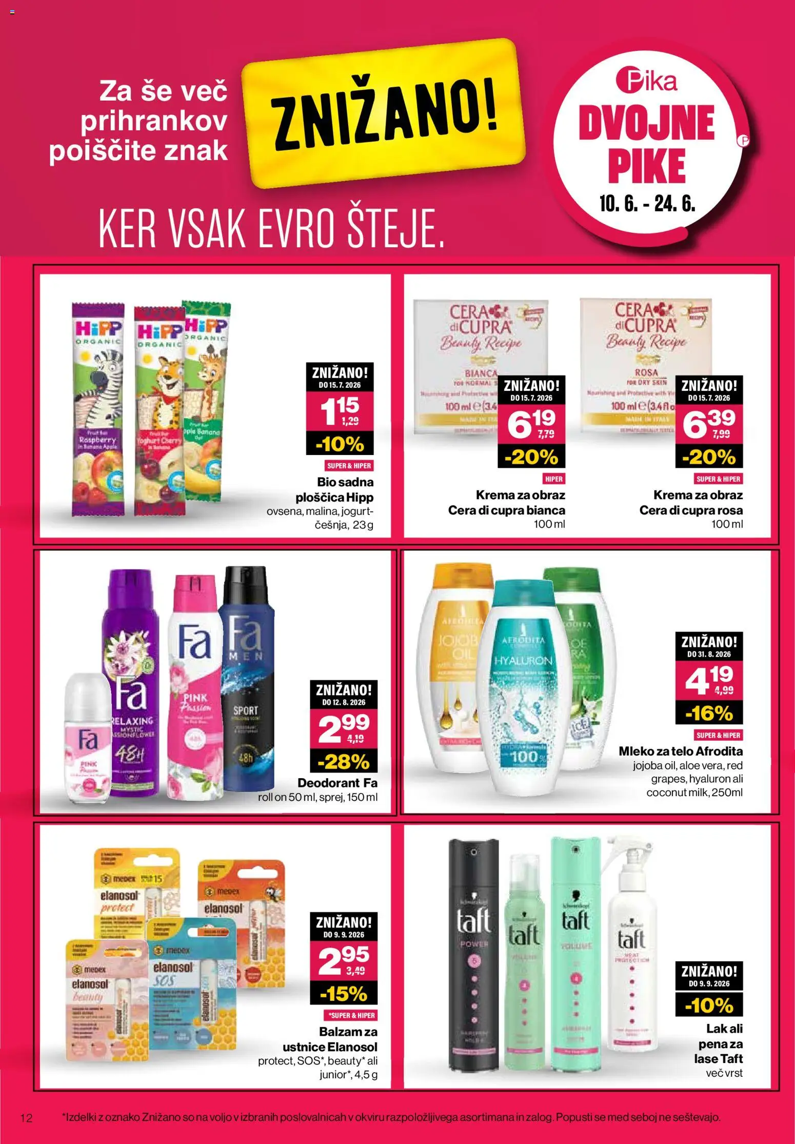 Novi Mercator katalog ponudbe – veljaven od 09.06.2026 | Stran: 12 | Izdelki: Krema, Jogurt, Deodorant, Krema za obraz
