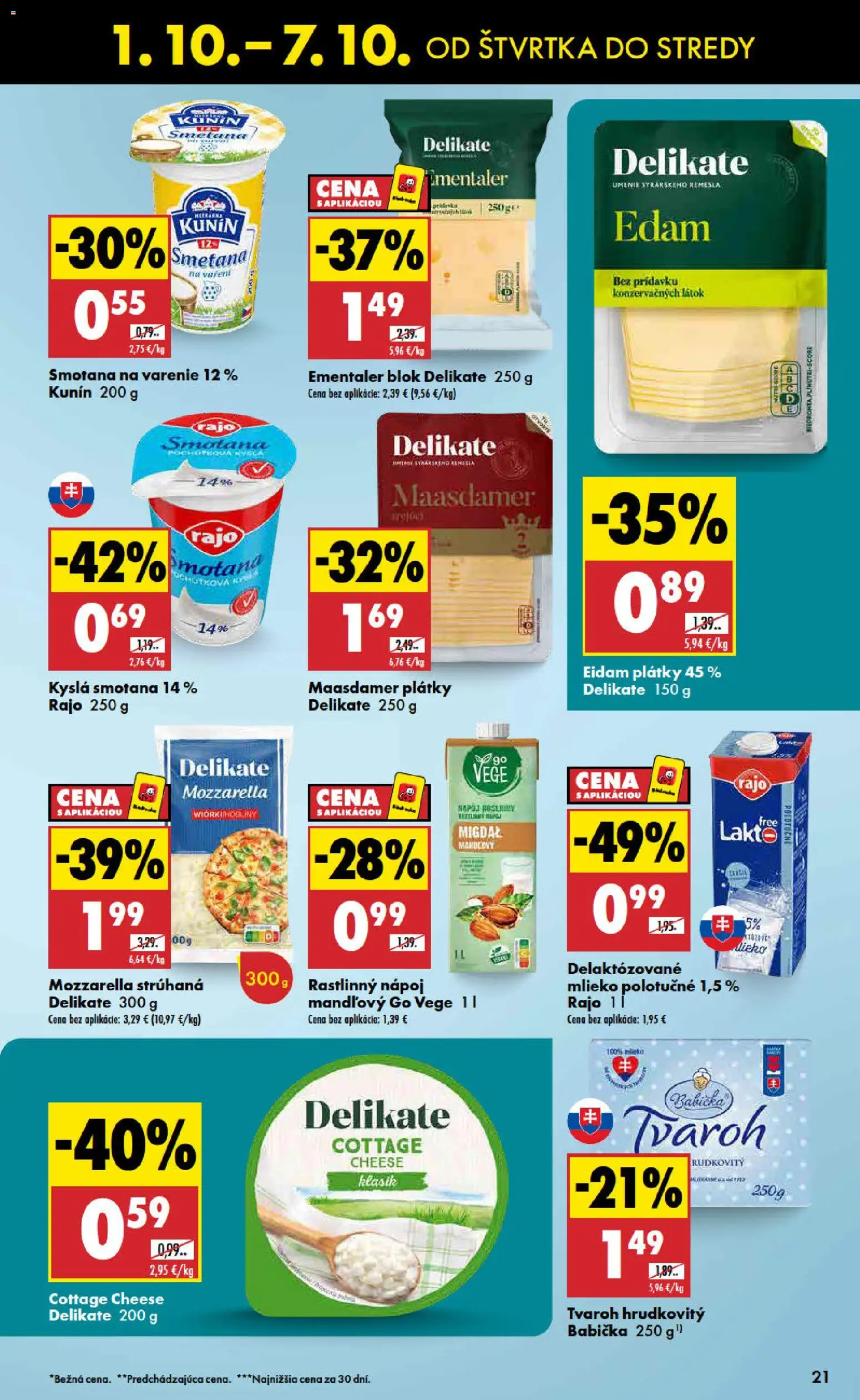Nové Biedronka akcie – leták je platný od 01.10.2026 | Strana: 21 | Produkty: Smotana, Eidam, Cottage cheese, Kyslá smotana