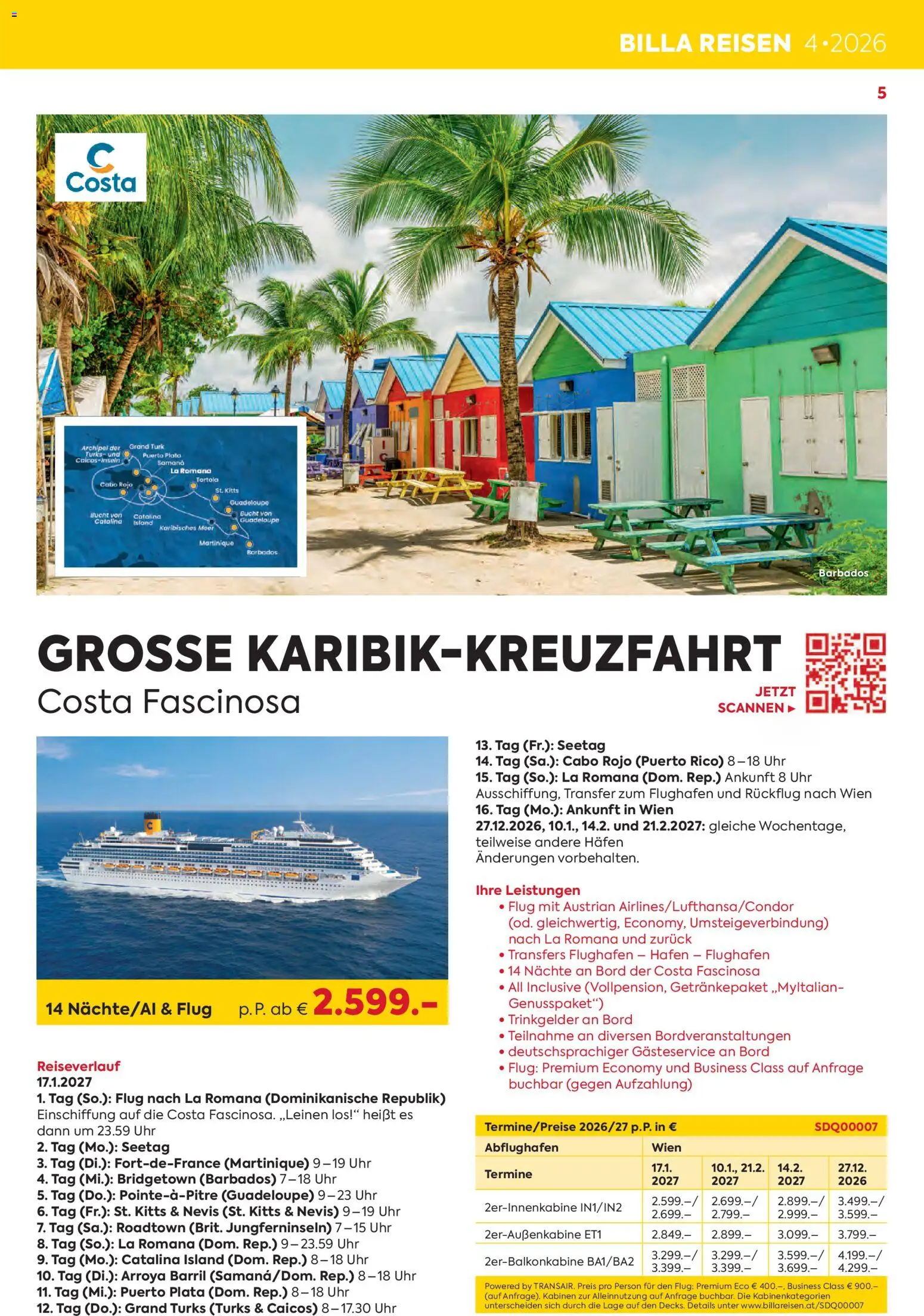 Billa - Billa Reise Kreuzfahrten Highlights gültig ab 01.01.2026 | Seite: 5 | Produkte: Uhr