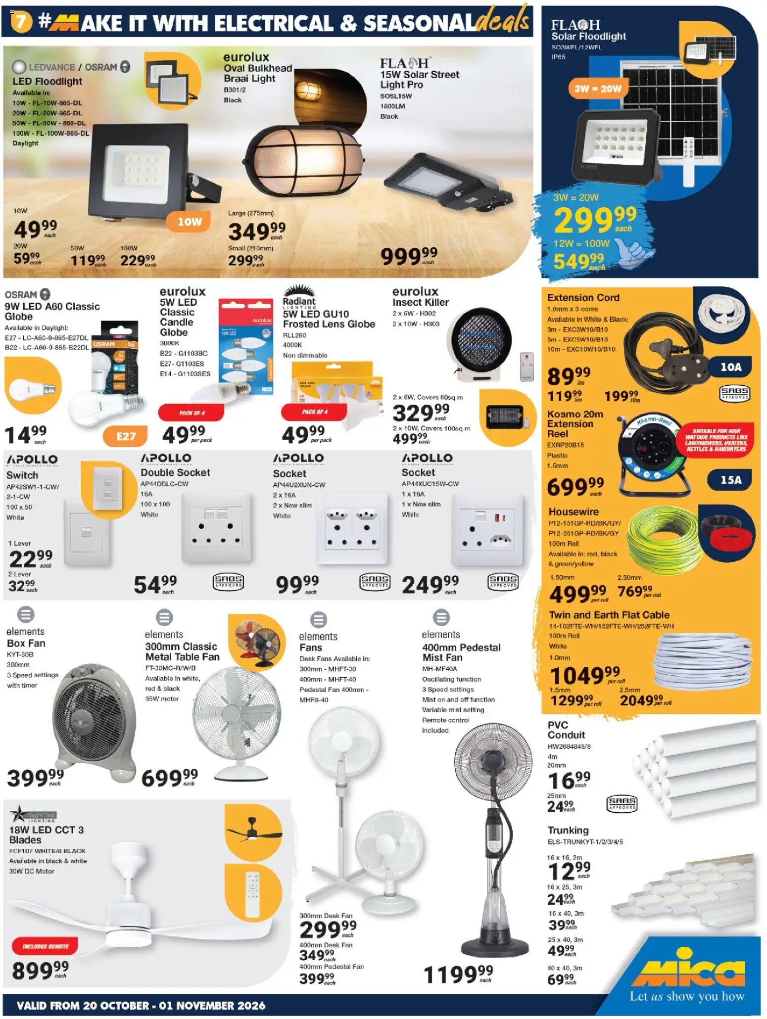 New MICA catalogue – valid from 20/10/2026 | Page: 7 | Products: Cable, Pedestal, Globe, Switch