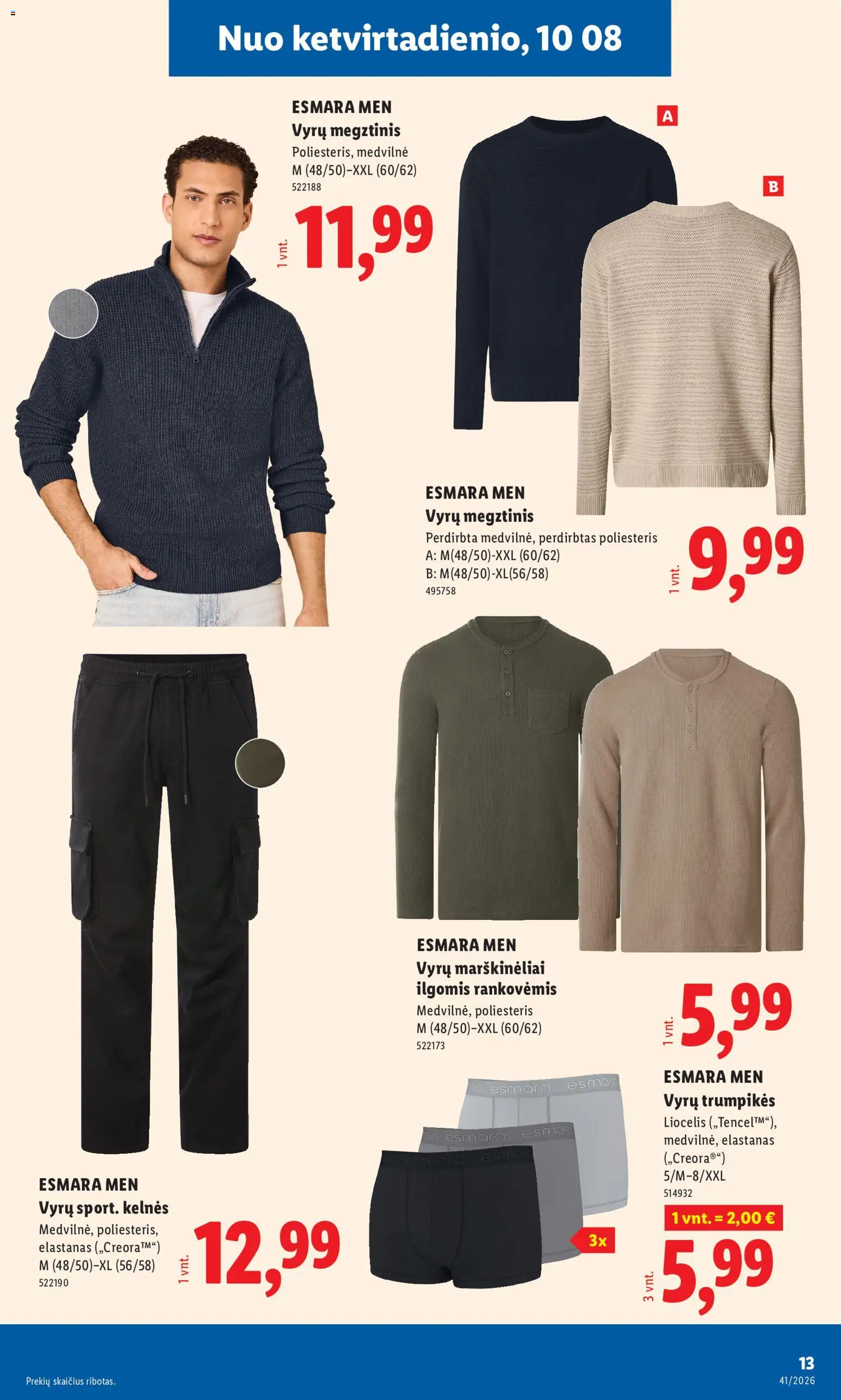LIDL akcijos nuo 2026.10.05 | Puslapis: 21 | Prekių: Marškinėliai, Megztinis, Kelnes, Trumpikės