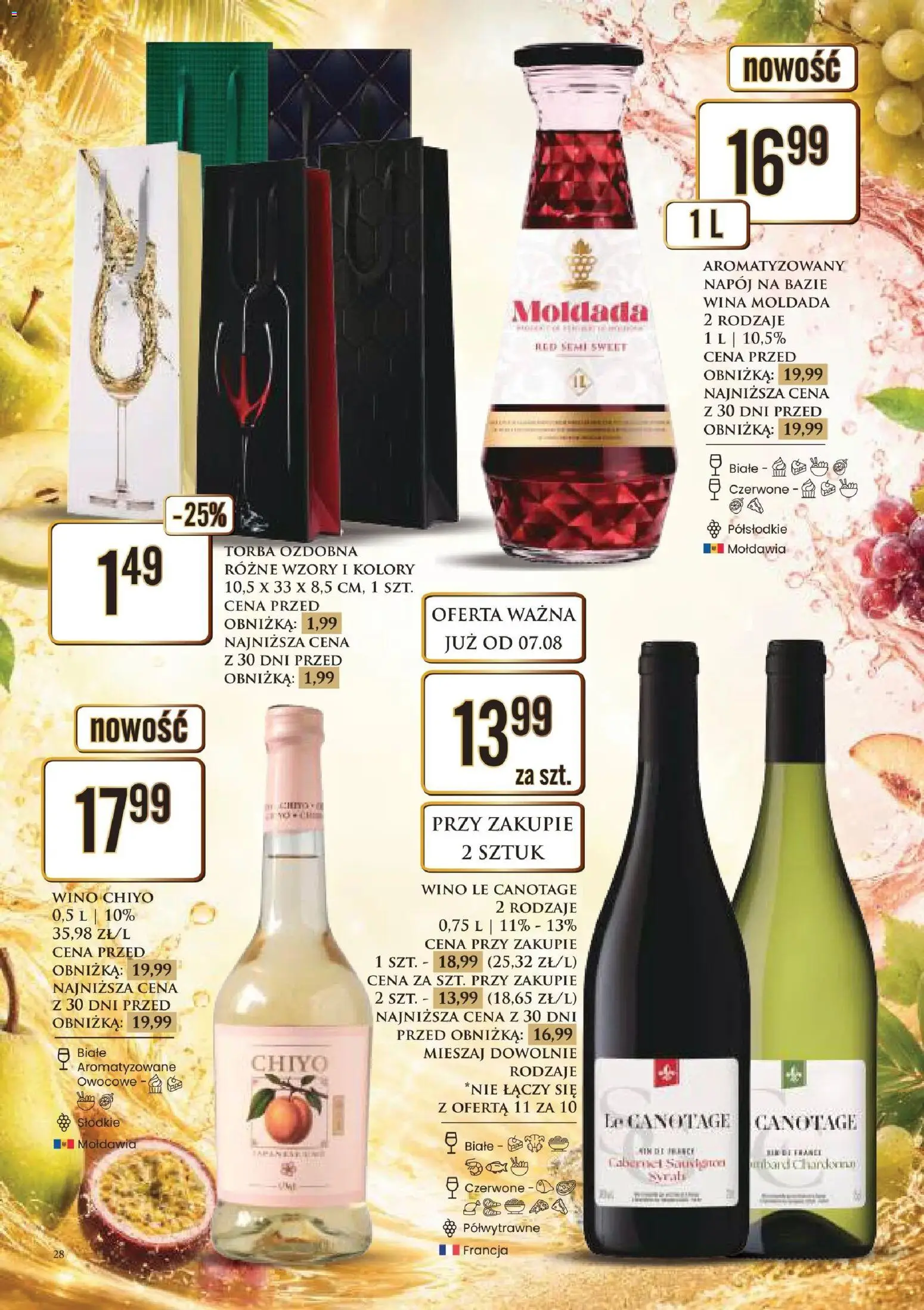 Dino gazetka alkoholowa od 07.08.2026 | Strona: 28 | Produkty: Torba, Wino