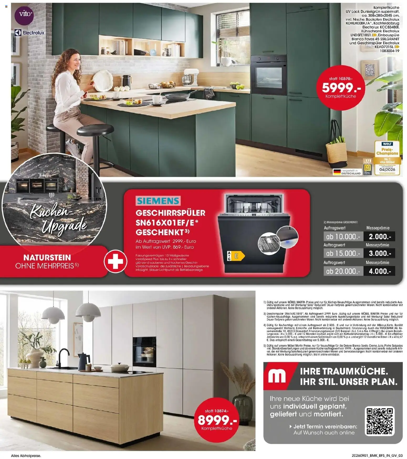 Möbel Martin Aktueller Prospekt (ab 01.09.2026) zum Blättern | Seite: 3 | Produkte: Siemens, Geschirrspüler, Backofen, Kuchen