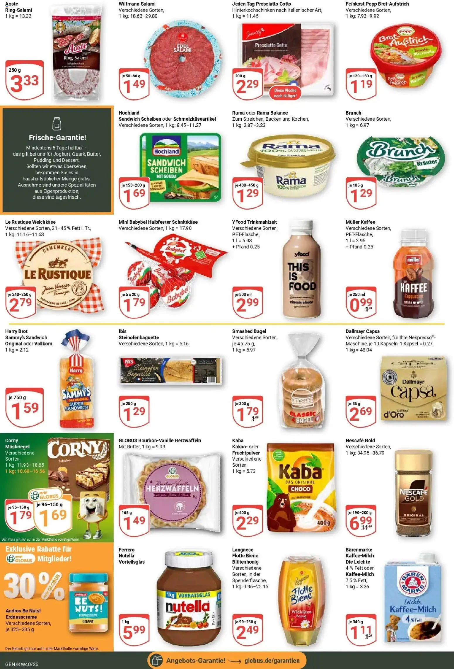 Globus Prospekt Gensingen (ab 28.09.2026) » Angebote online | Seite: 19 | Produkte: Nescafe, Gouda, Babybel, Brot