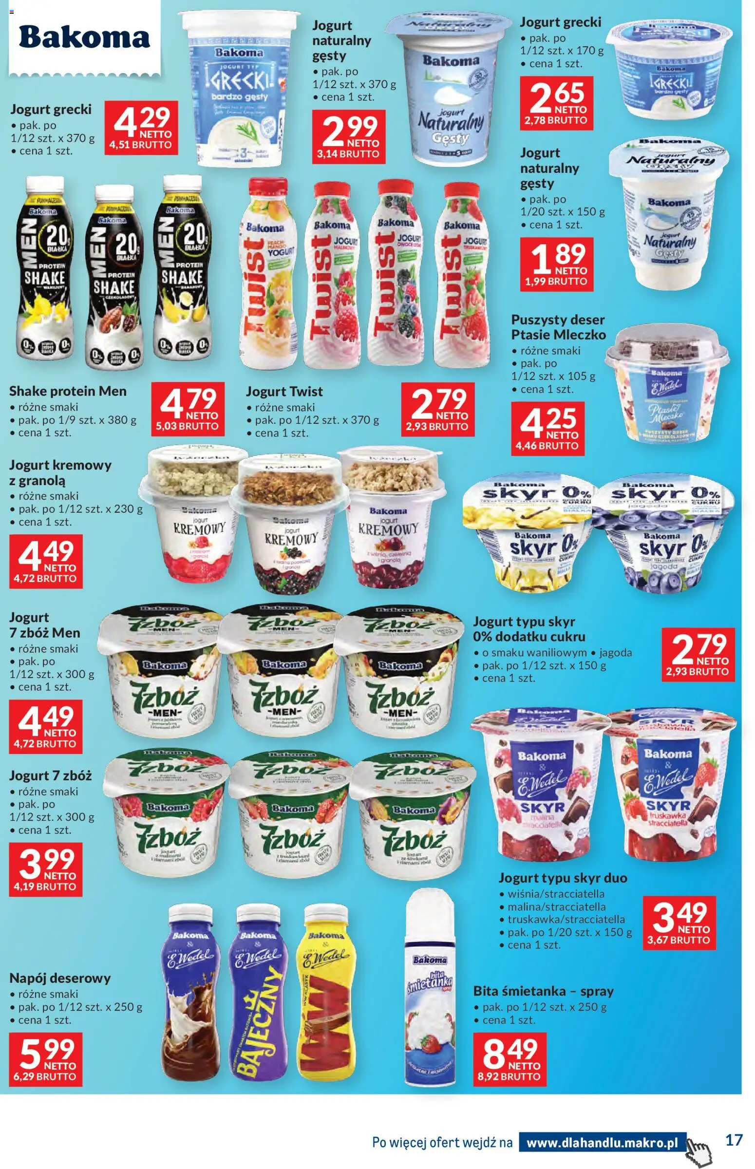 Makro gazetka - Dystrybucja do sklepów od 01.09.2026 | Strona: 17 | Produkty: Jogurt grecki, Granola, Ptasie mleczko, Jogurt