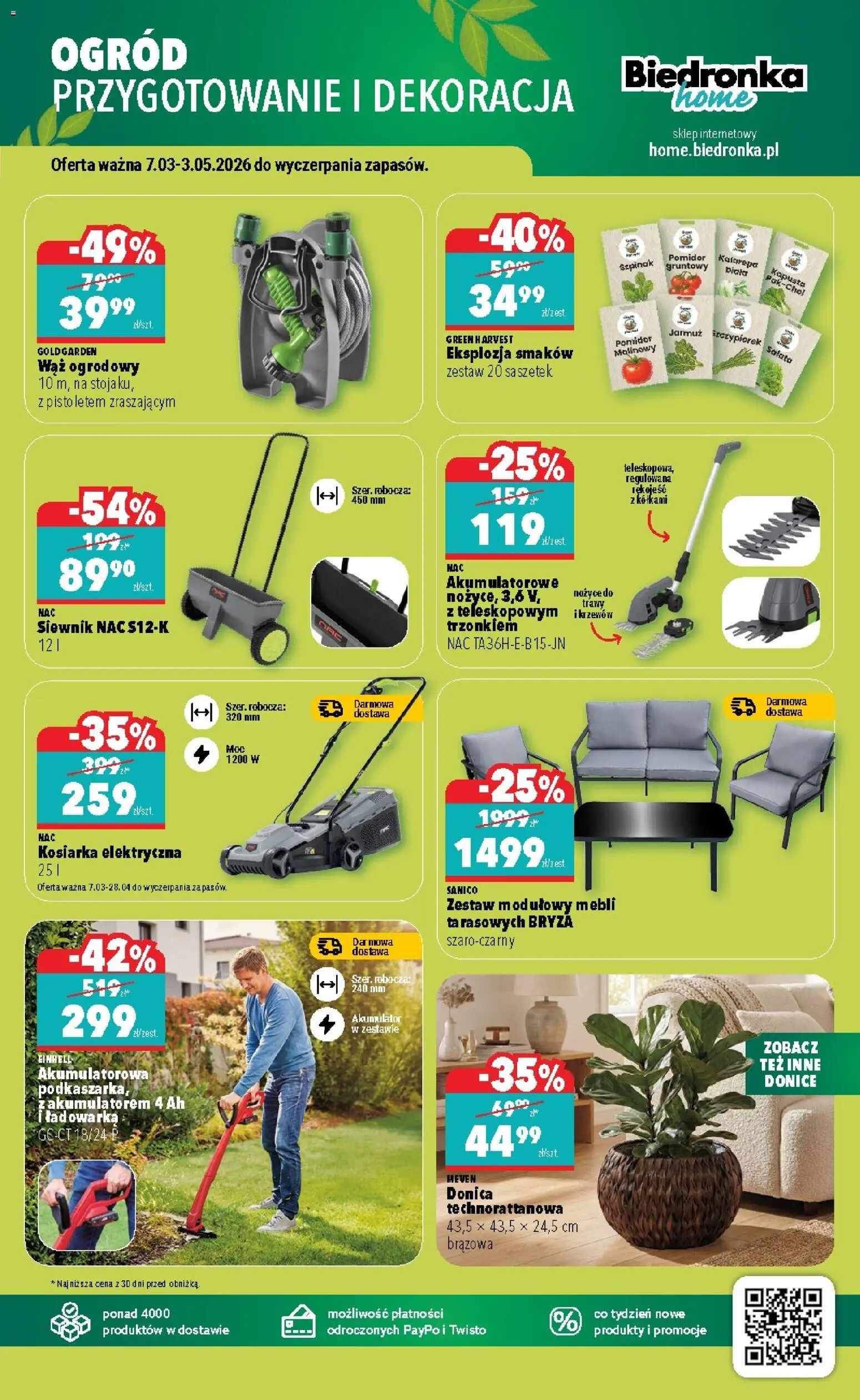 Biedronka gazetka - Home od 07.03.2026 | Strona: 5 | Produkty: Wąż ogrodowy, Pomidor malinowy, Trawy, Kosiarka