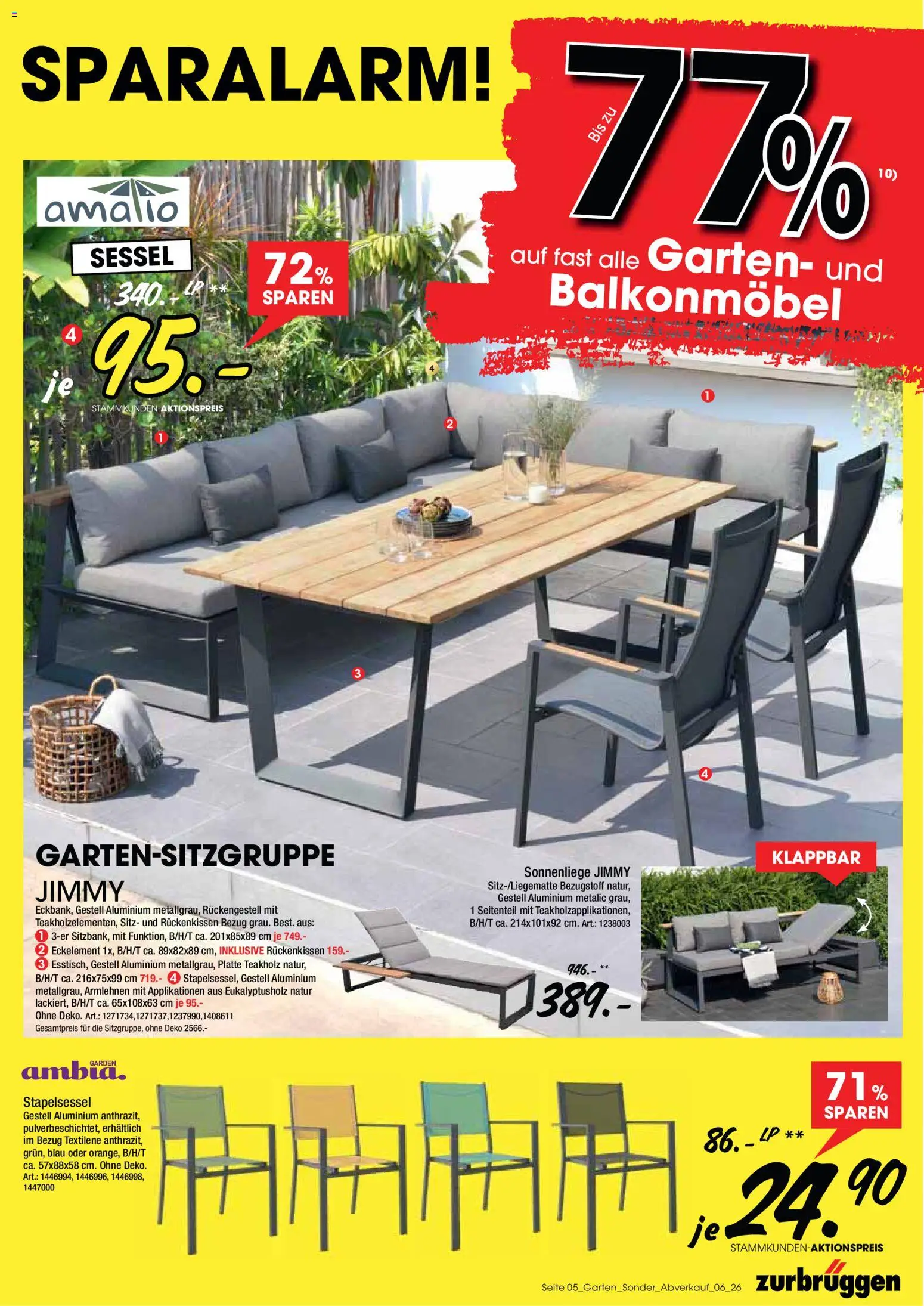 Zurbrüggen Gartenmöbel Sparalarm – gültig ab 10.08.2026 | Seite: 5 | Produkte: Sessel