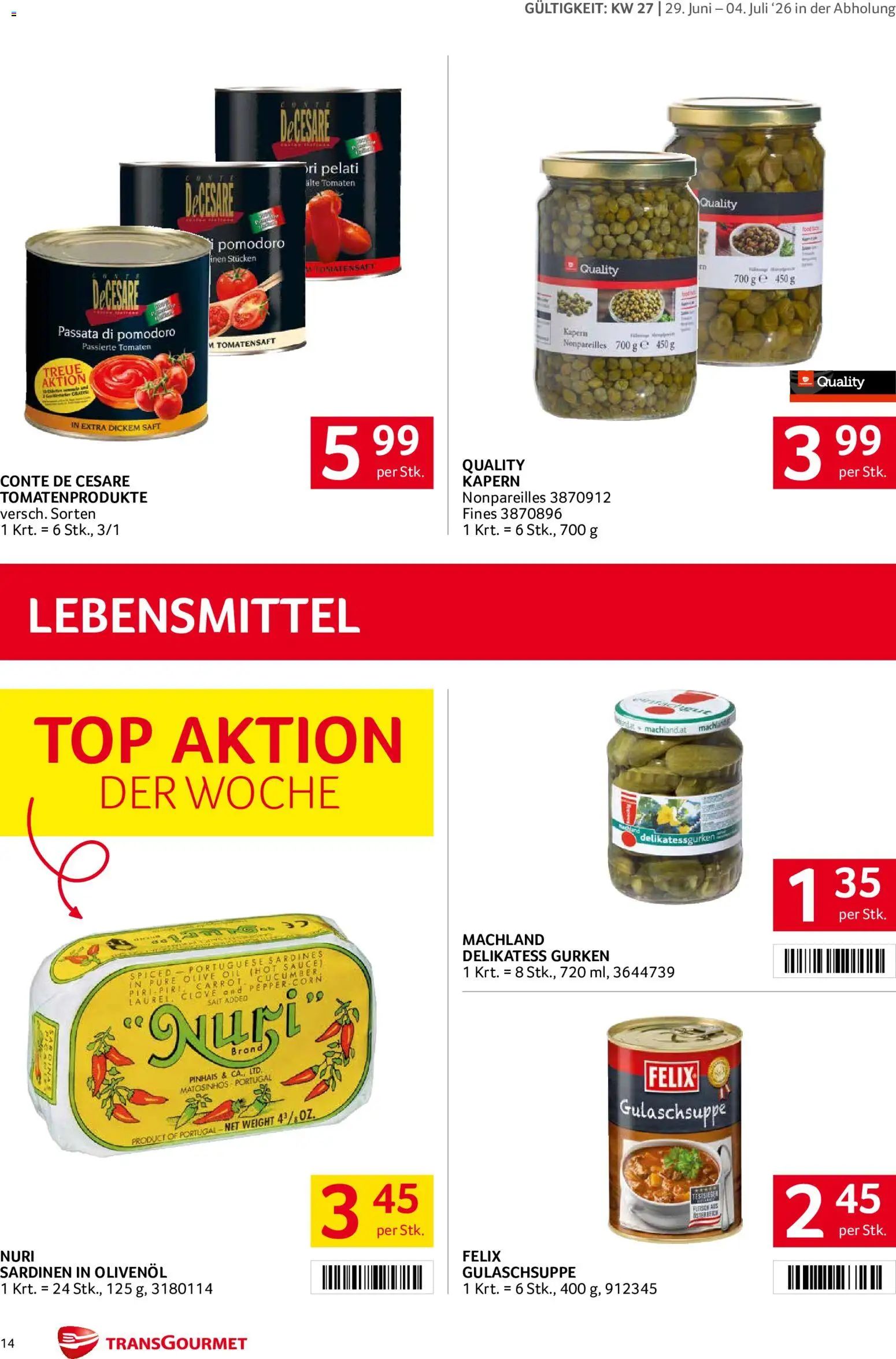Transgourmet Flugblatt gültig ab 29.06.2026 | Seite: 14