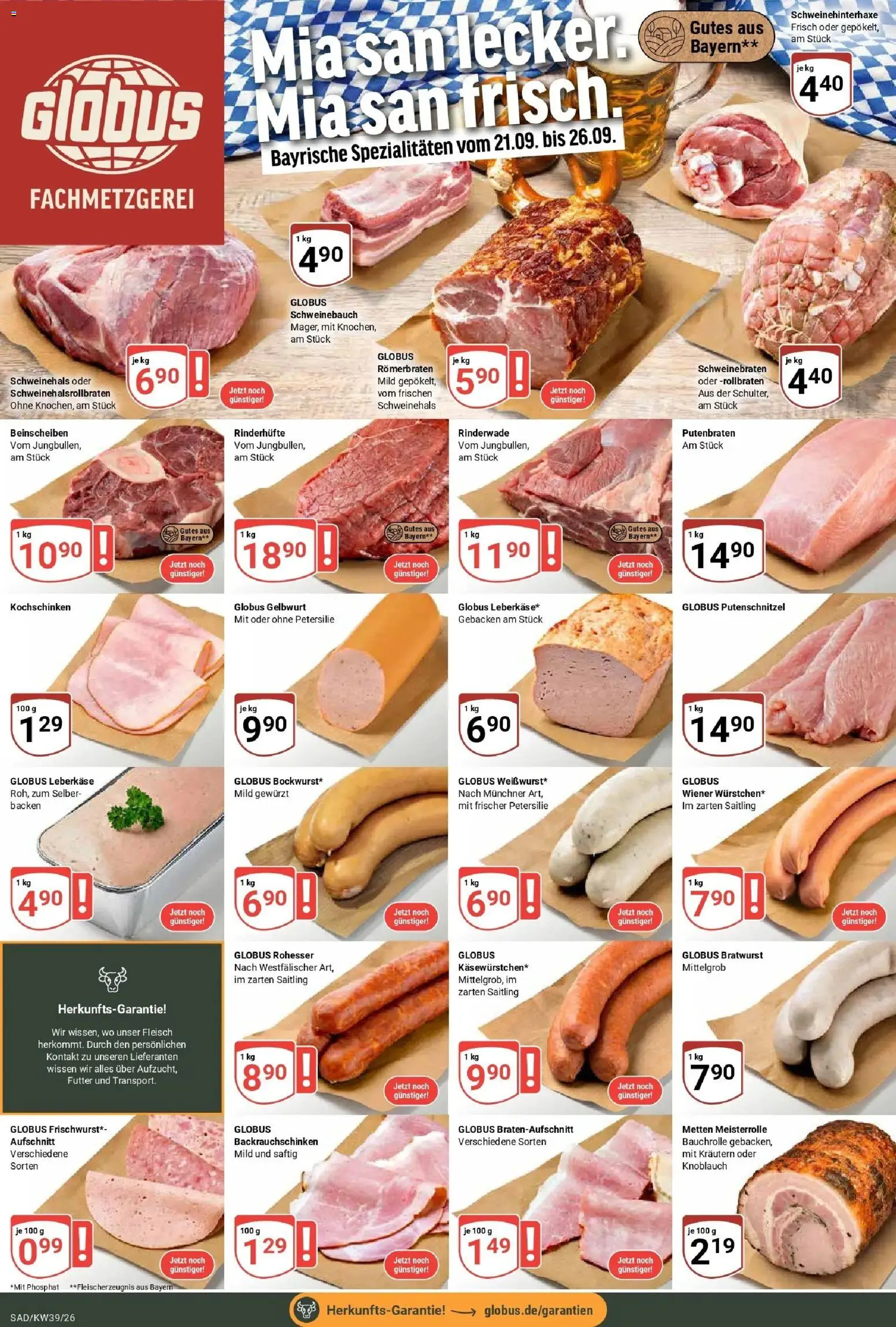 Globus Prospekt Schwandorf (ab 21.09.2026) » Angebote online | Seite: 8 | Produkte: Bratwurst, Putenschnitzel, Petersilie, Leberkase
