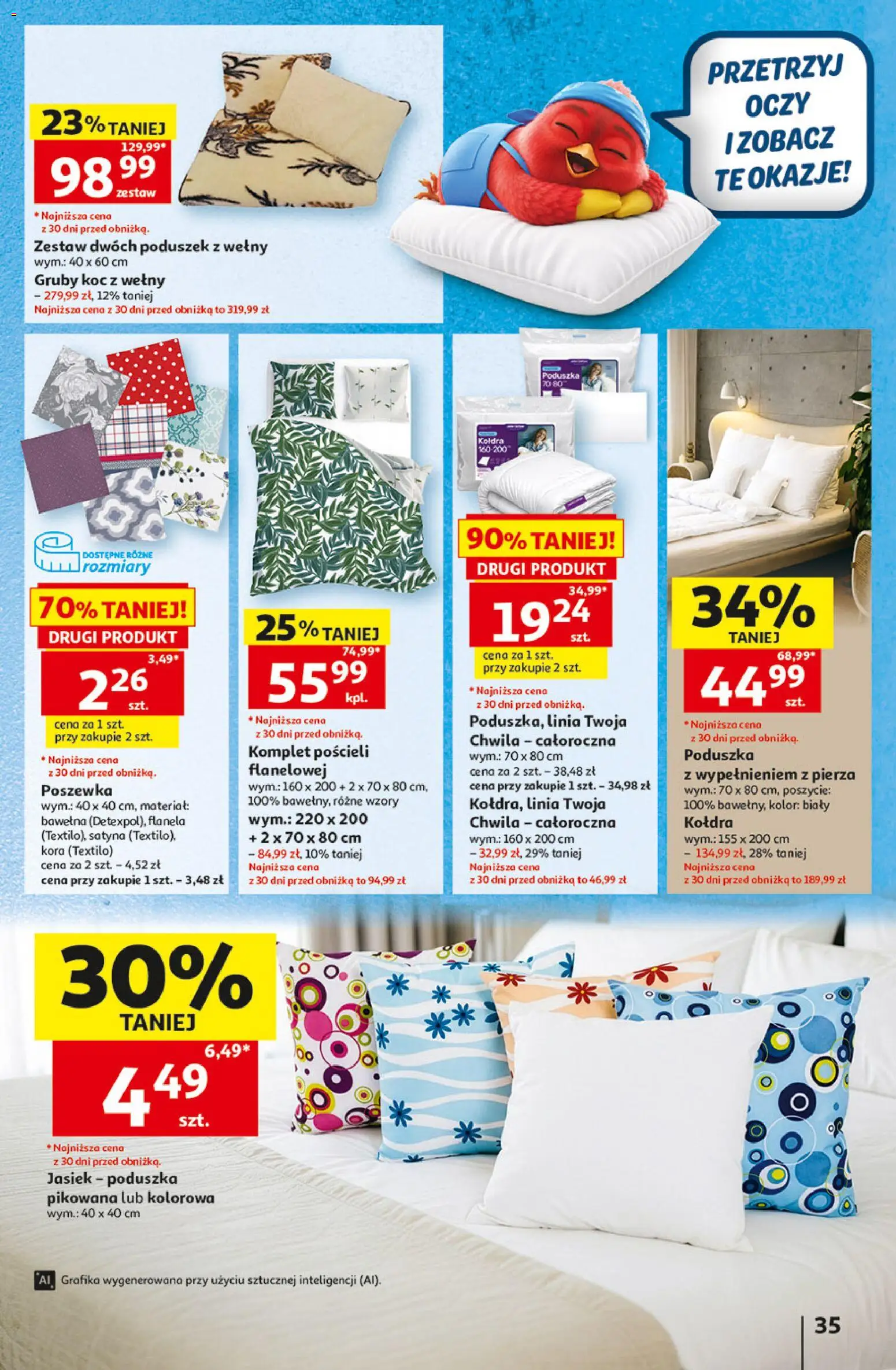 Auchan gazetka - Hipermarket od 01.10.2026 | Strona: 35 | Produkty: Poduszka, Koc, Kołdra