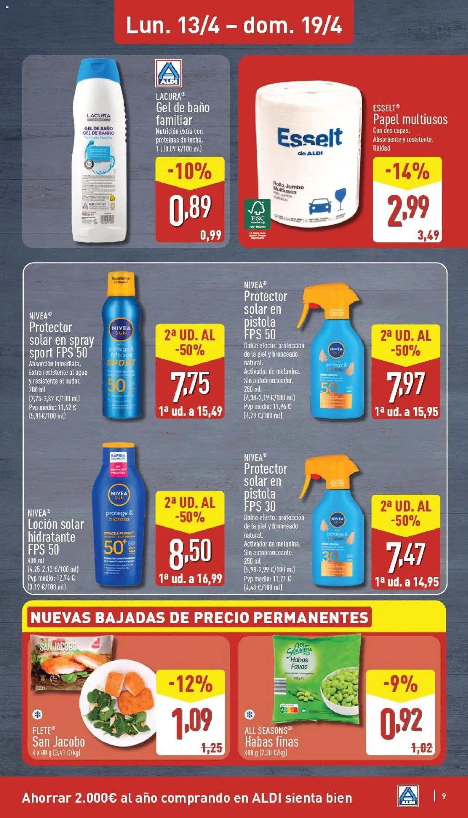 Aldi folleto Baleares │ válido desde el 13.04.2026 | Página: 9 | Productos: Protector solar, Gel de baño, Baño