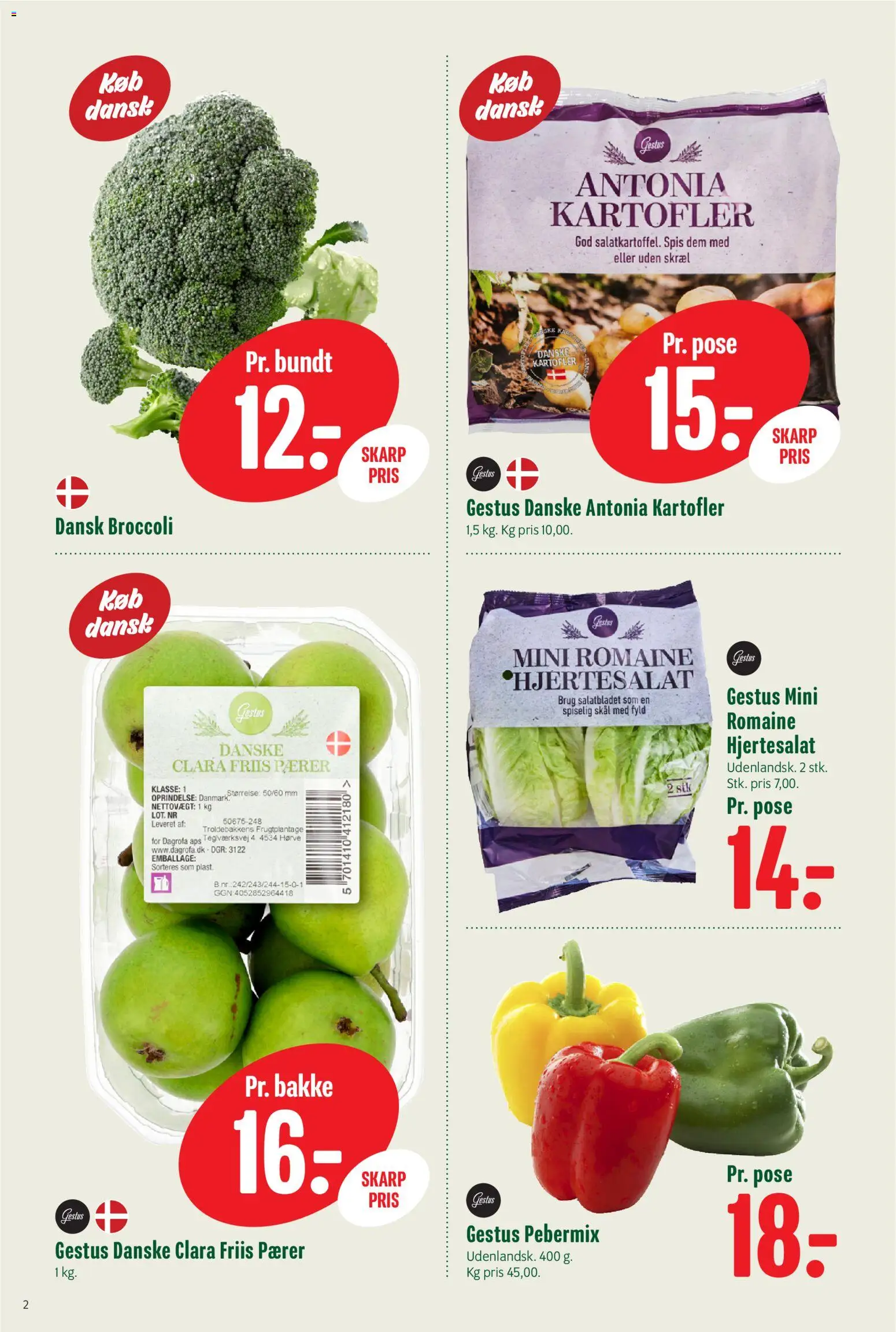 Min Købmand tilbudsavis – gyldig fra 04/09/2026 | Side: 2 | Produkter: Kartofler, Broccoli, Pærer, Søm