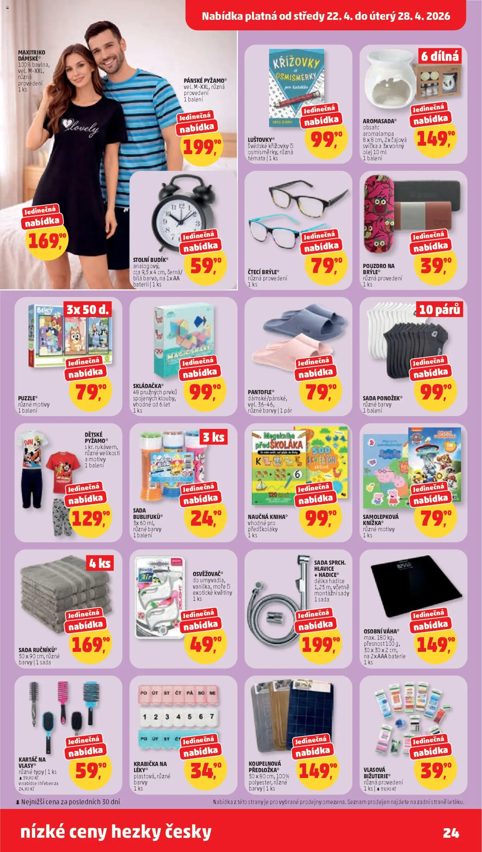 Penny Market leták od 22.04.2026 | Strana: 24 | Produkty: Pyžamo, Pánské pyžamo, Hadice, Hřeben