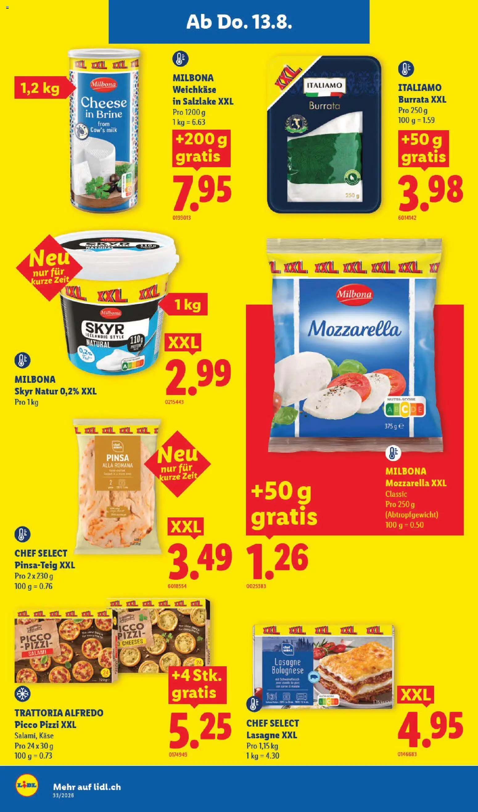 Lidl aktionen – gültig ab 13.08.2026 | Seite: 18 | Produkte: Burrata, Käse, Salami, Pizza
