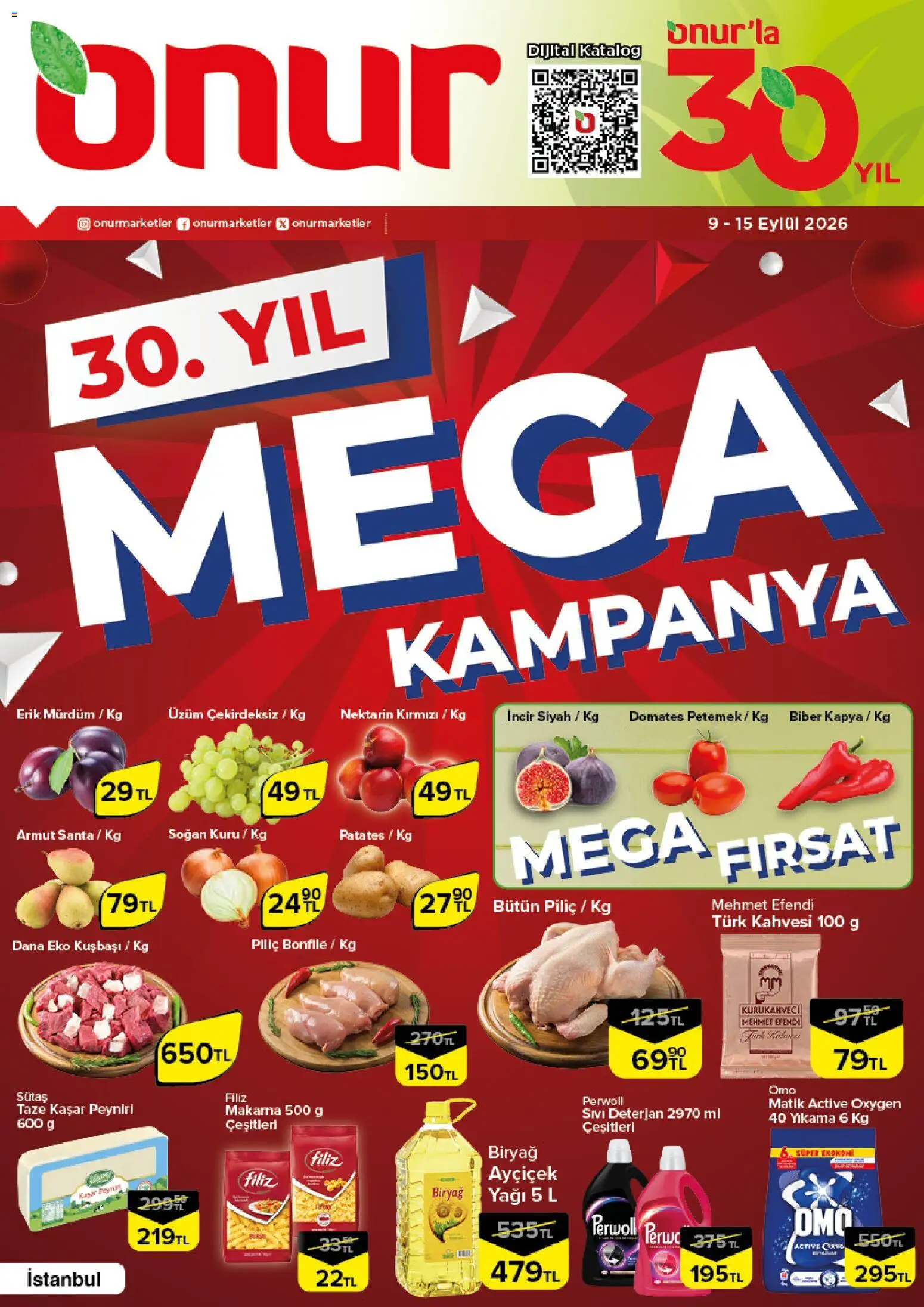 Onur Market Katalog - 09 Eylül 2026 tarihinden itibaren geçerlidir | Sayfa: 1 | Ürünler: Erik, Patates, Üzüm, Armut