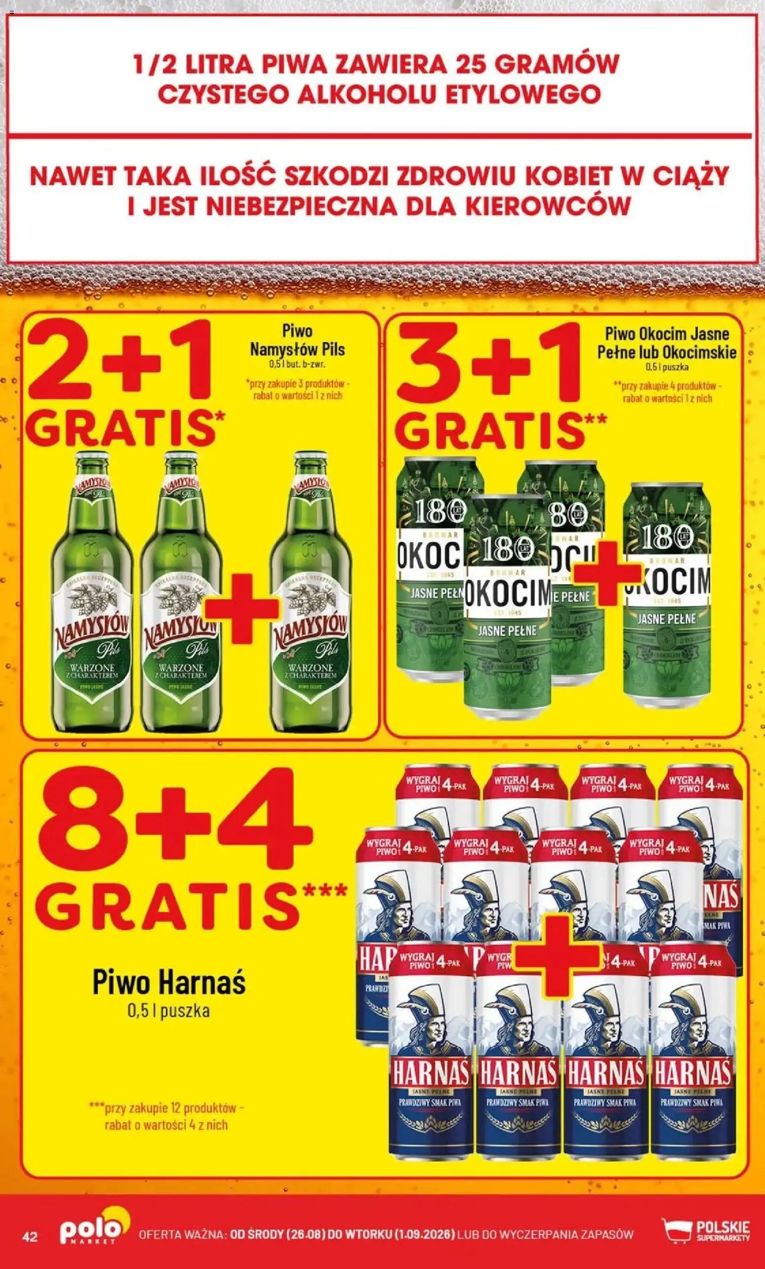 Nowa POLOmarket gazetka od jutra 26.08.2026 | Strona: 42 | Produkty: Mak, Piwo Harnaś, Harnaś, Piwo
