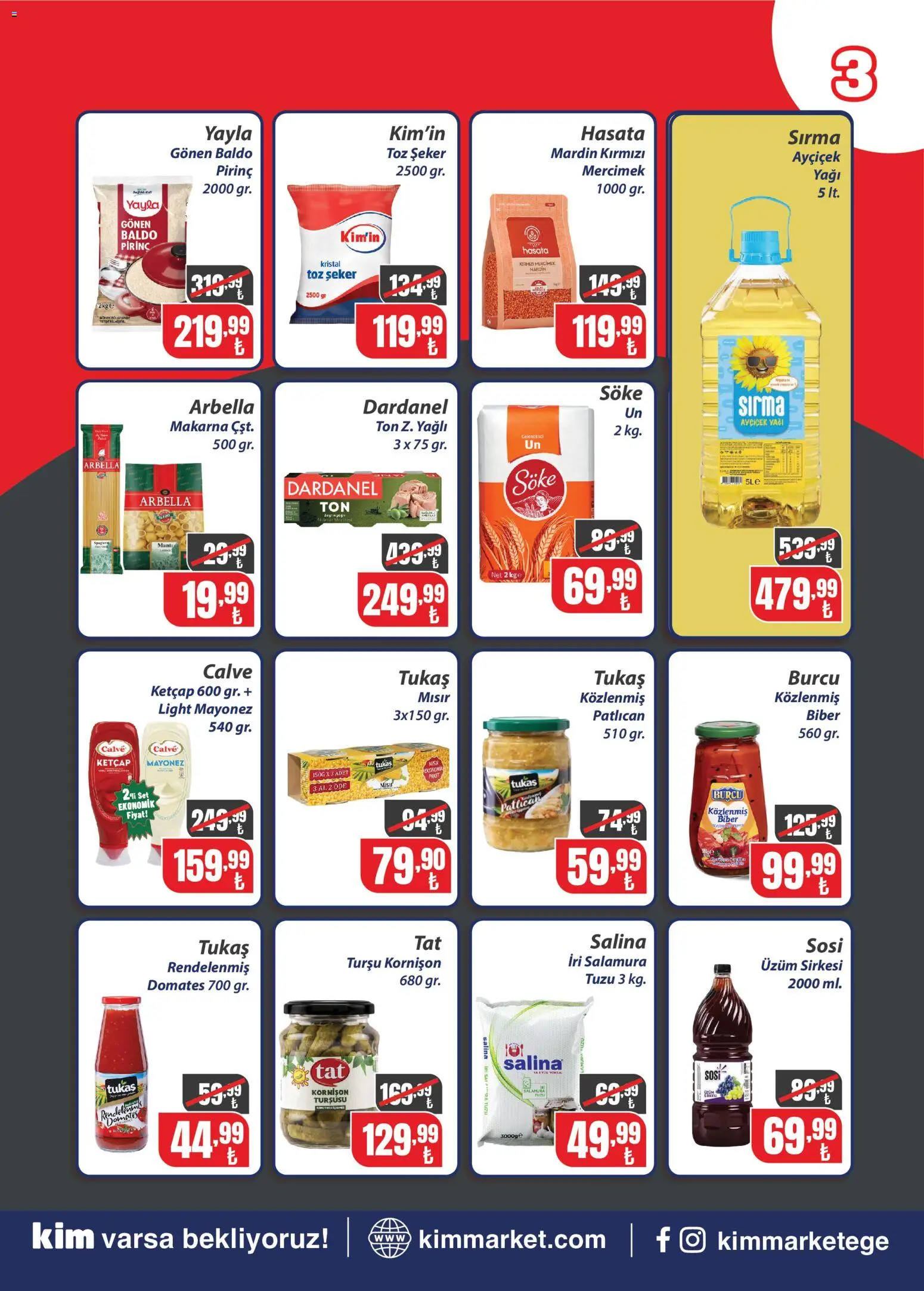 Kim Market Katalog - 01 Eylül 2026 tarihinden itibaren geçerlidir | Sayfa: 3 | Ürünler: Domates, Şeker, Makarna, Patlıcan