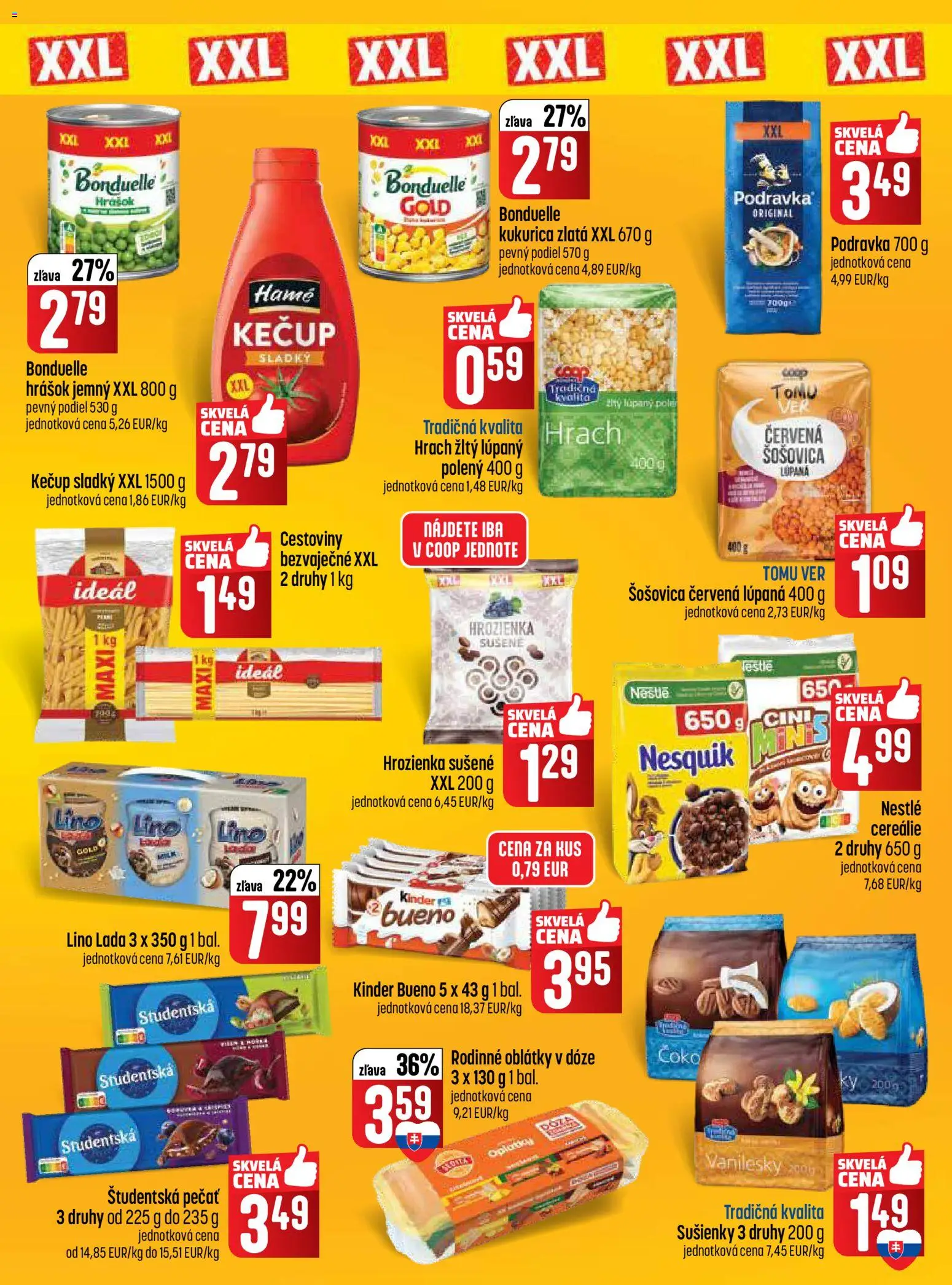 Nové COOP Jednota akcie – leták je platný od 16.04.2026 | Strana: 5 | Produkty: Kinder, Šošovica, Kukurica, Nesquik